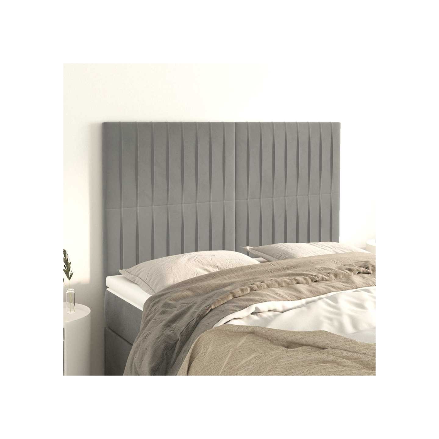 Tête de lit Gris clair 144 x 5 x 118/128 cm Velours