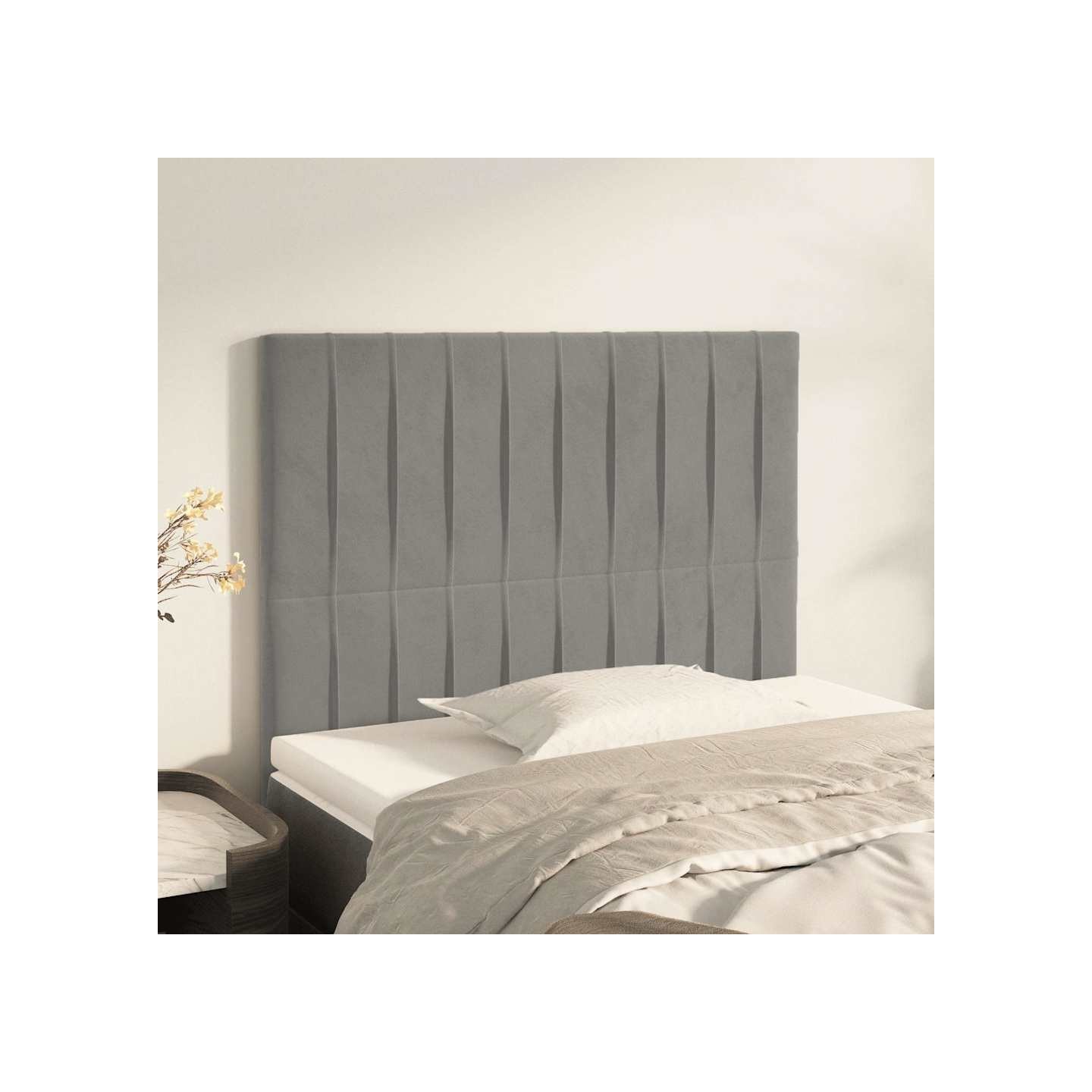 Tête de lit Gris clair 80x5x118/128 cm Velours