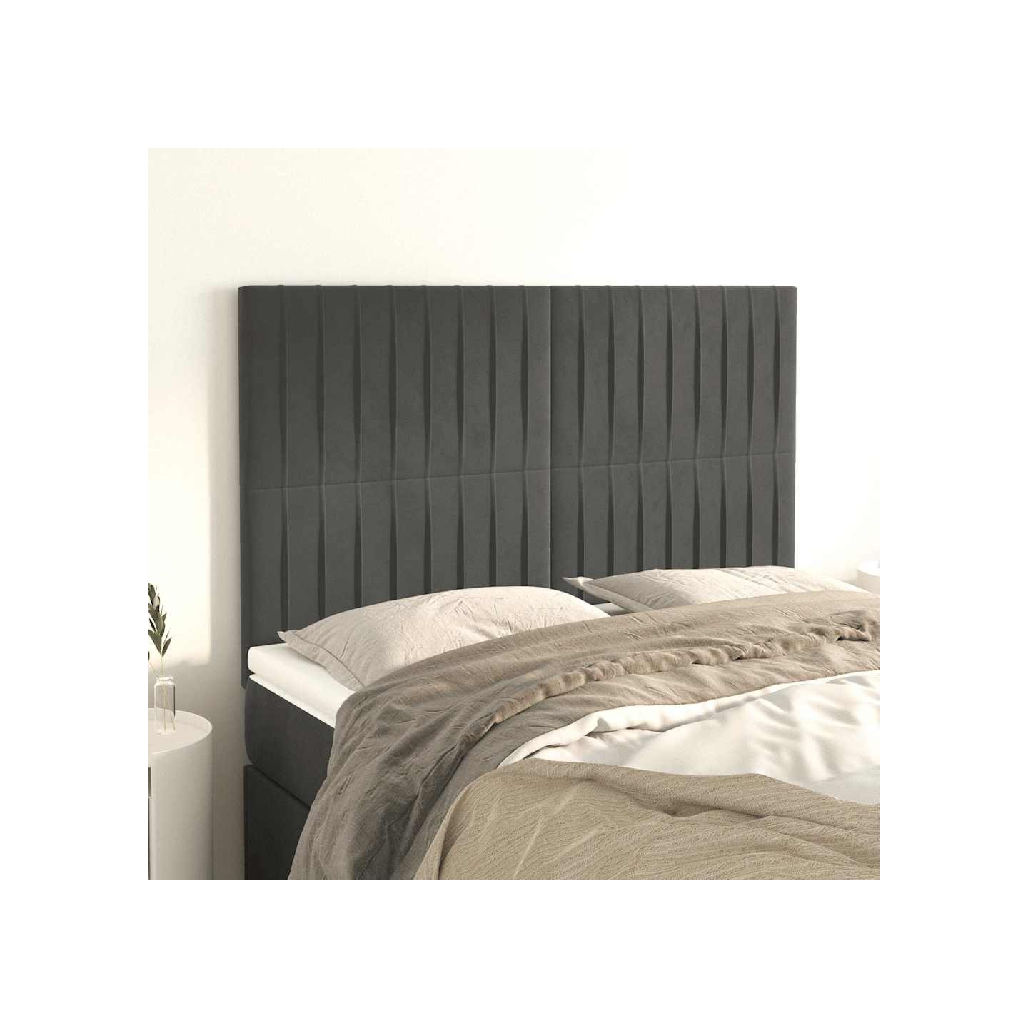 Tête de lit Gris foncé 144 x 5 x 118/128 cm Velours