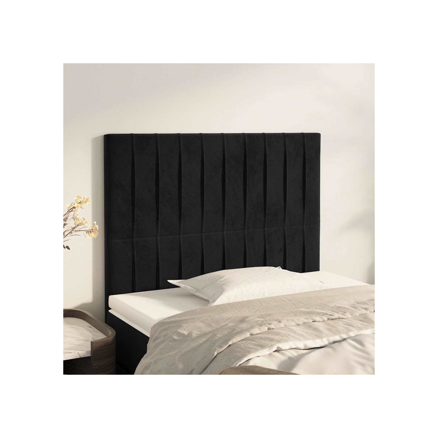 Tête de lit Noir 80x5x118/128 cm Velours