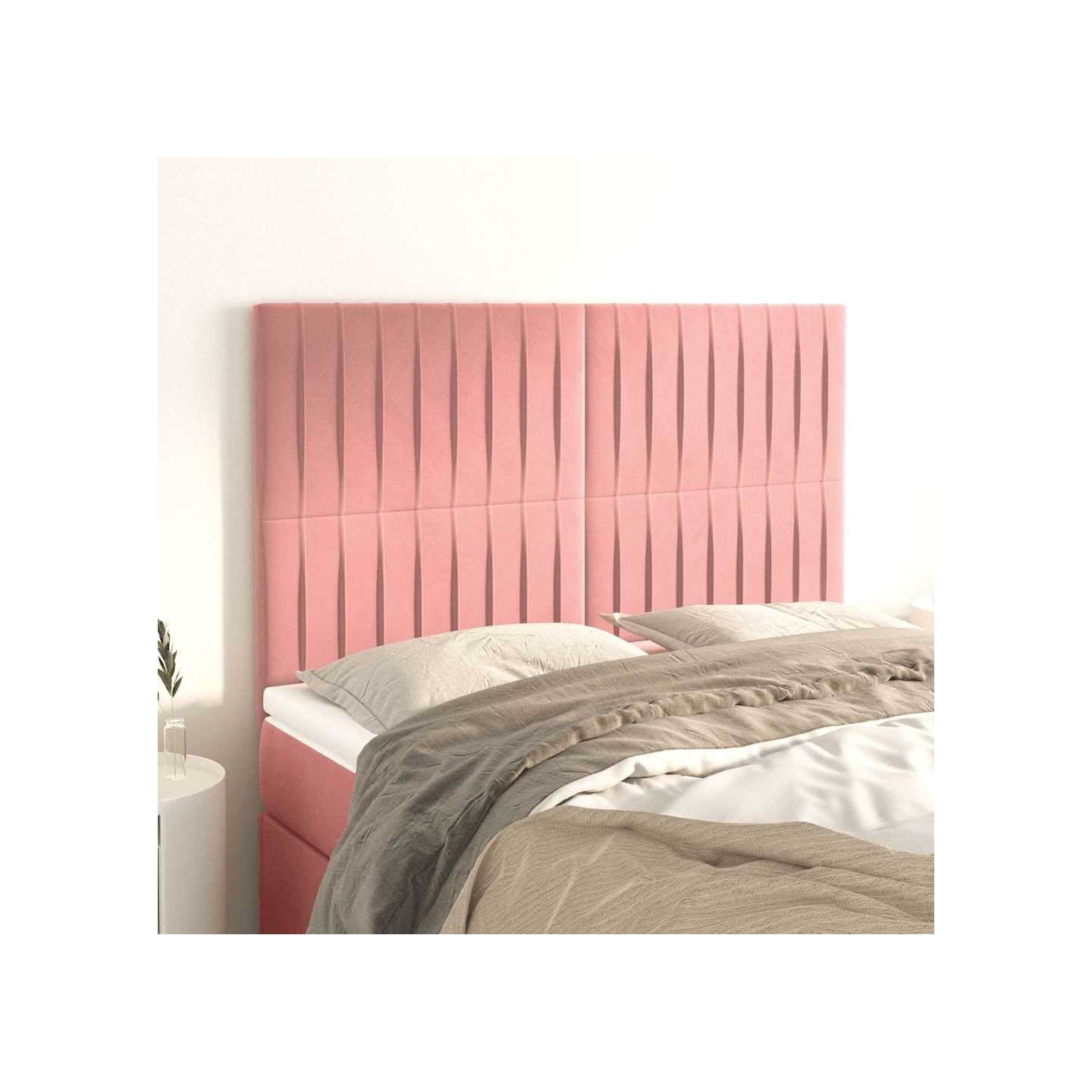 Tête de lit Rose 144x5x118/128 cm Velours