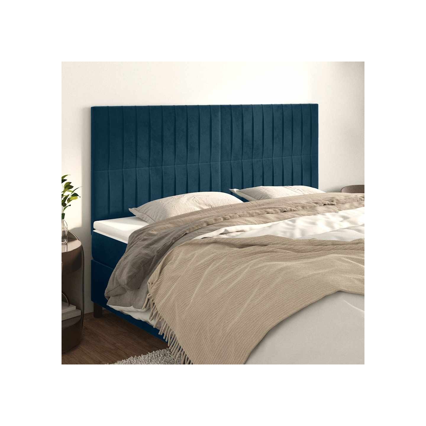 Tête de lit Bleu foncé 180 x 5 x 118/128 cm Velours