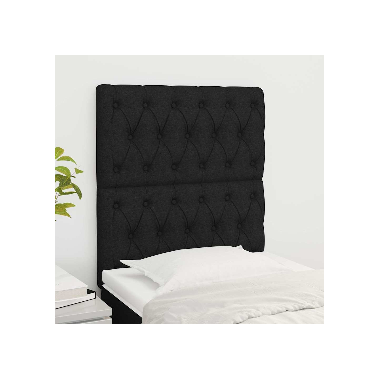 Tête de lit Noir 80x7x118/128 cm Tissu