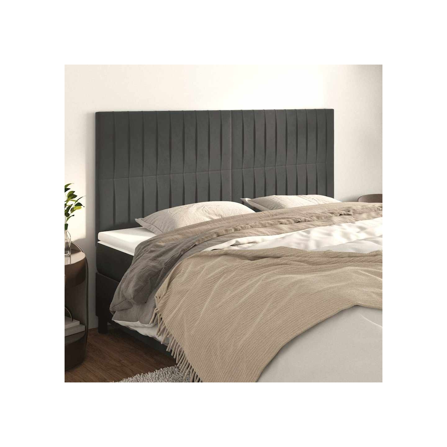 Tête de lit Gris foncé 180 x 5 x 118/128 cm Velours