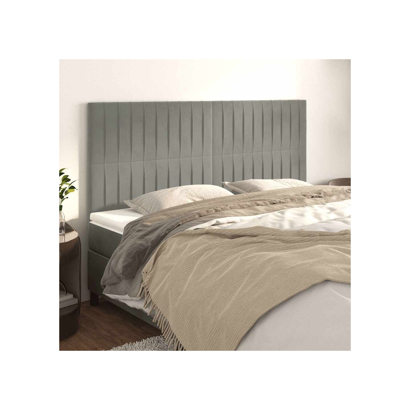 Tête de lit Gris clair 200x5x118/128 cm Velours