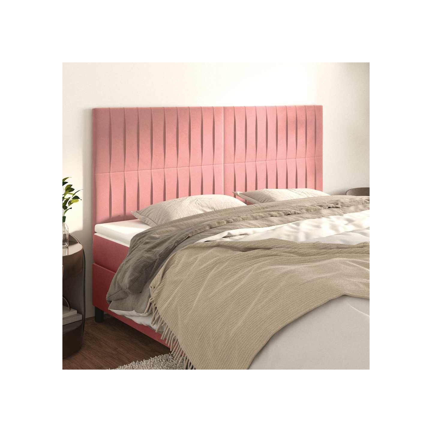 Tête de lit Rose 200x5x118/128 cm Velours