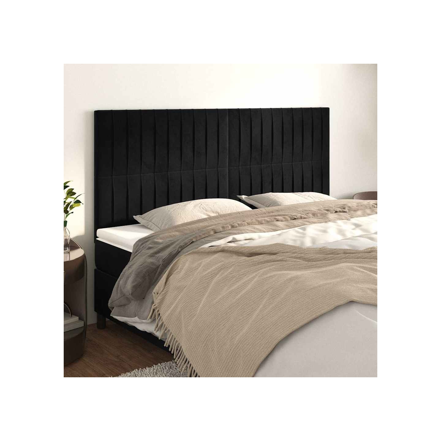 Tête de lit Noir 180x5x118/128 cm Velours