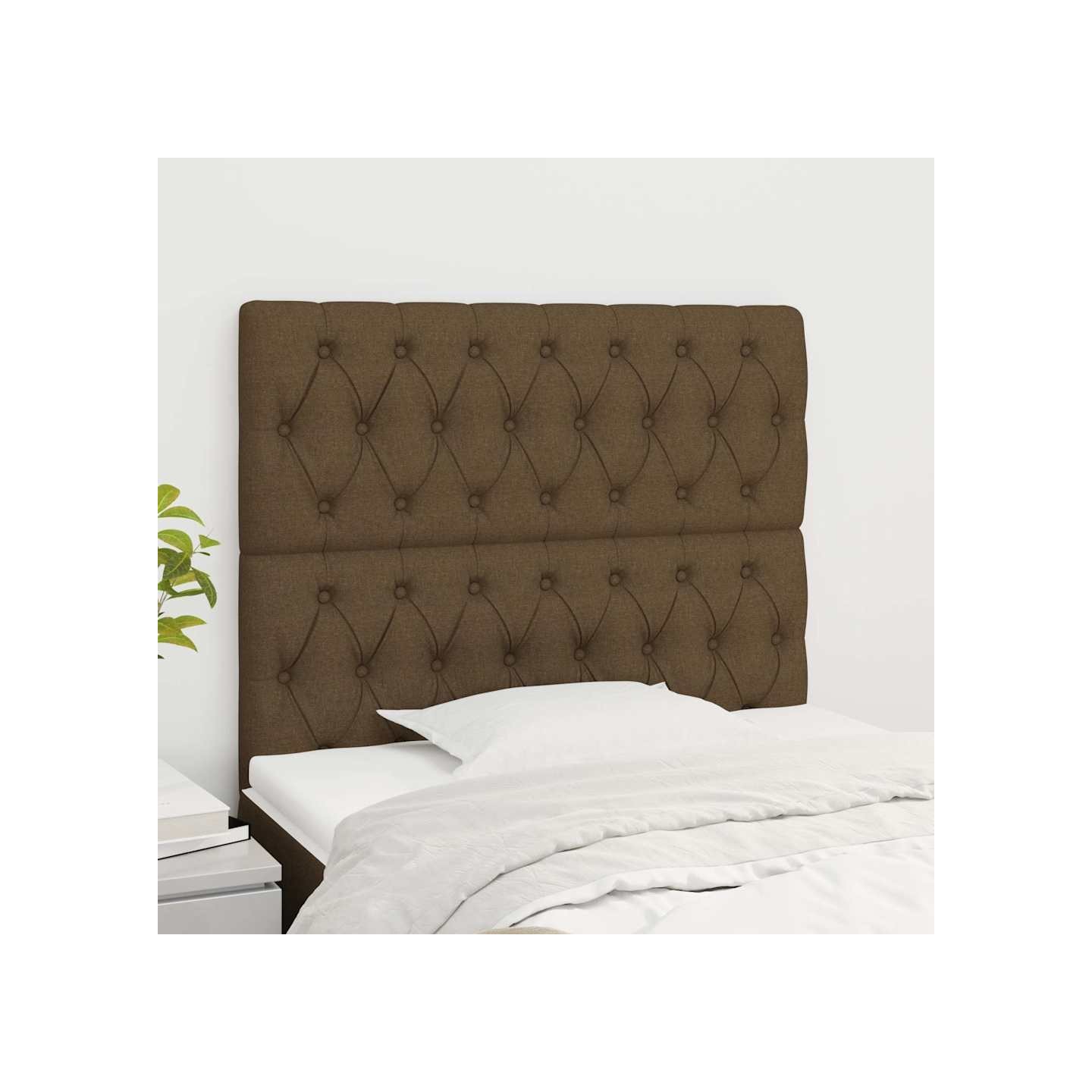 Tête de lit marron foncé 100 x 7 x 118/128 cm en tissu