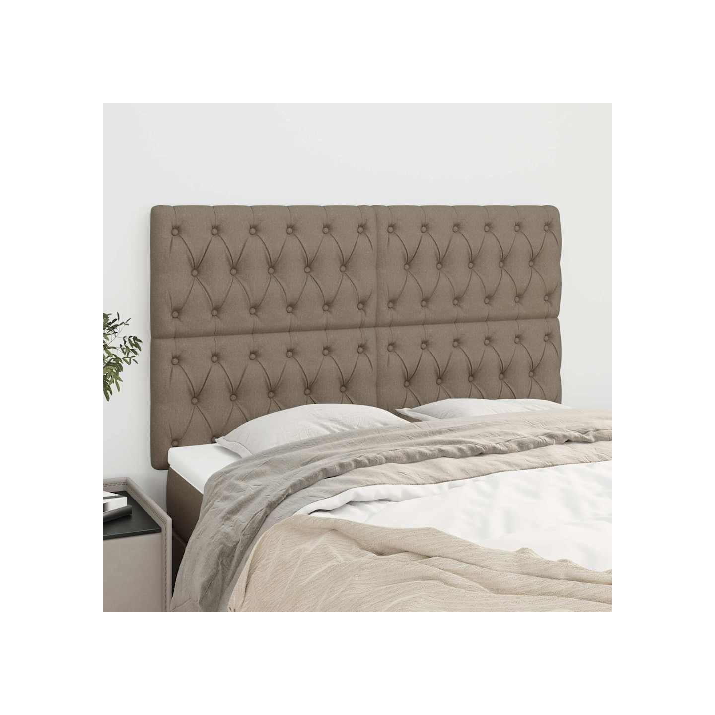 Tête de lit Taupe 160x7x118/128 cm Tissu