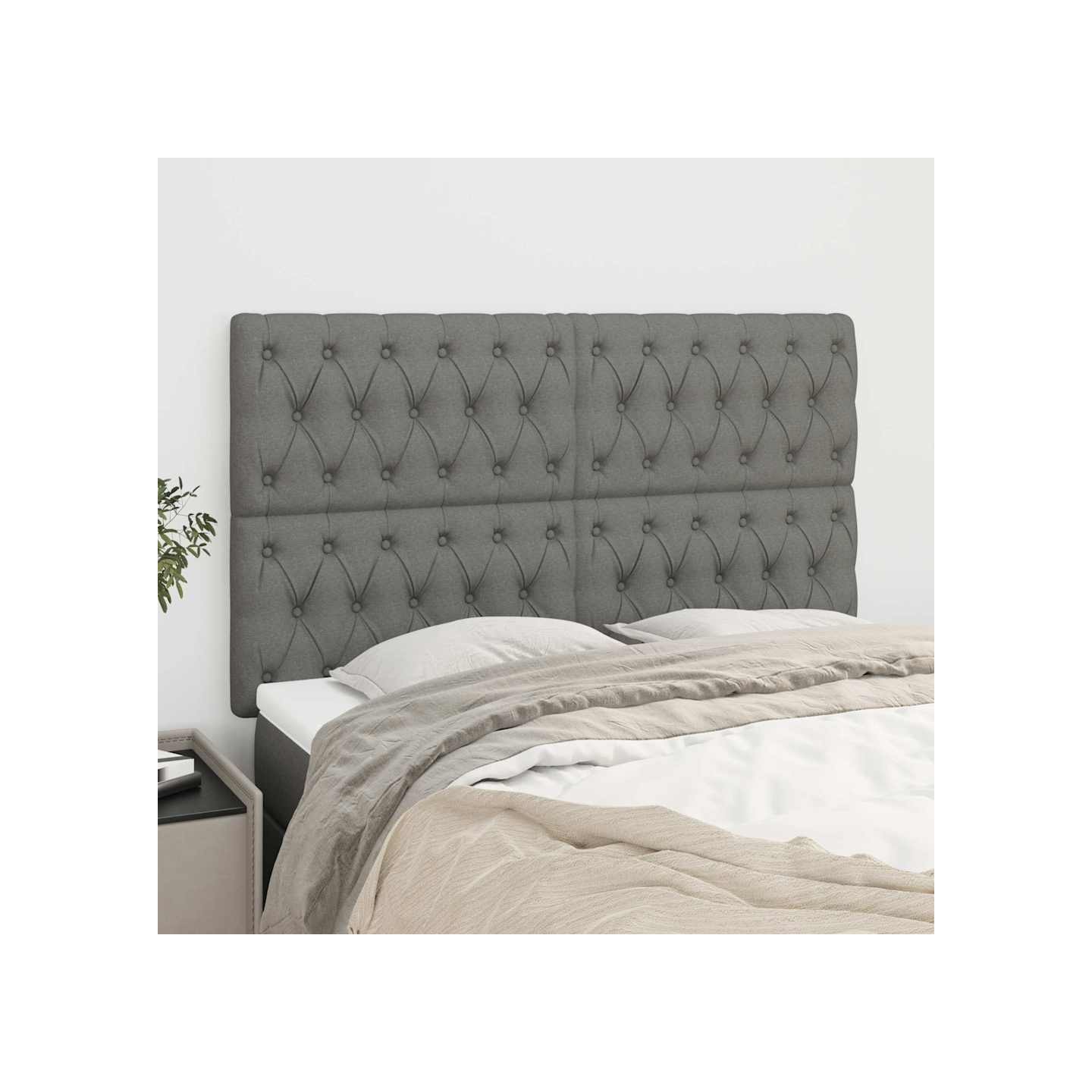 Tête de lit Gris foncé 144 x 7 x 118/128 cm Tissu