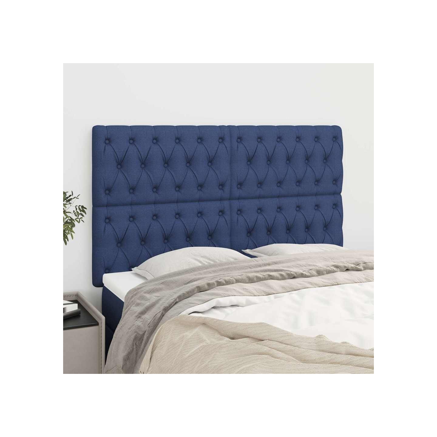 Tête de lit Bleu 144x7x118/128 cm Tissu