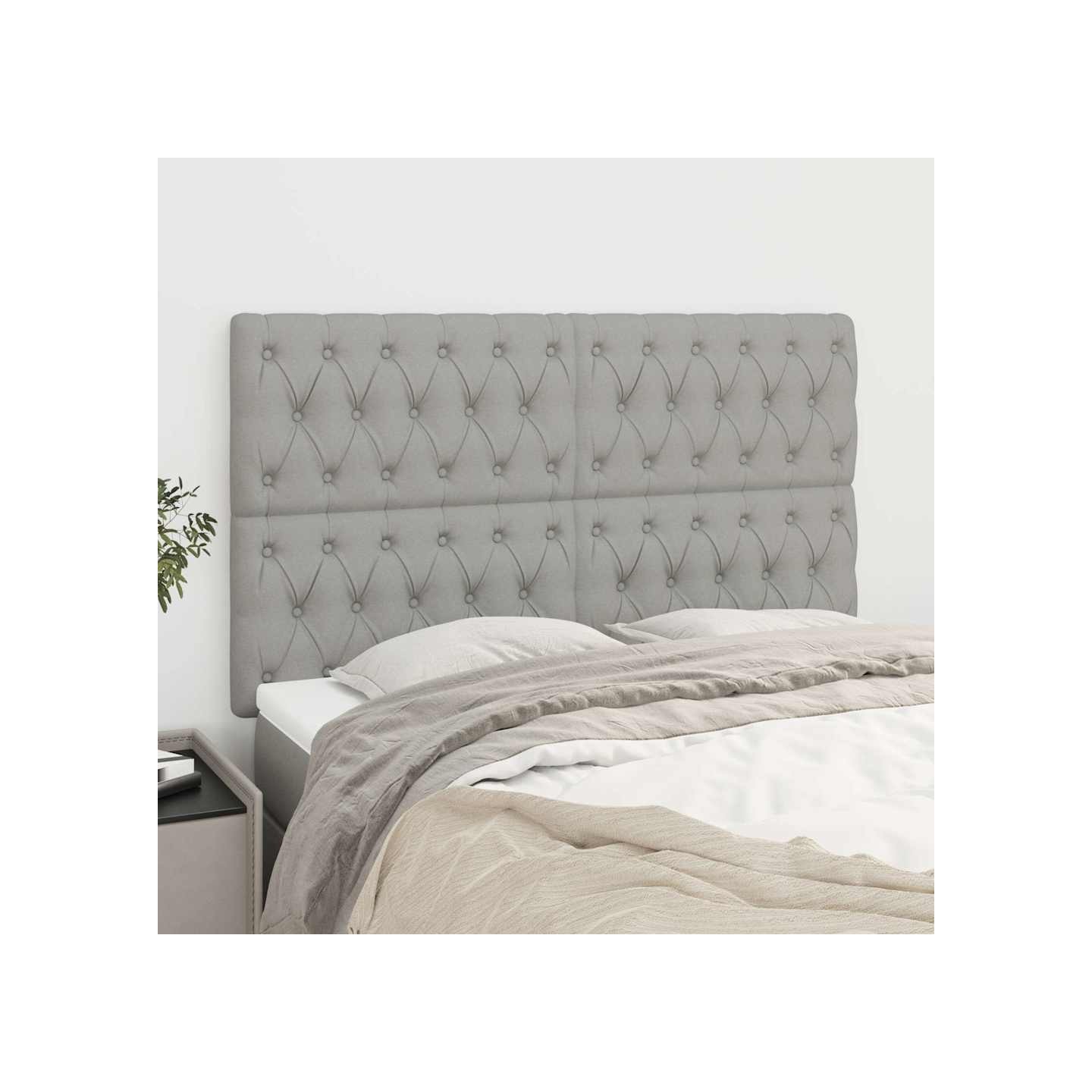 Tête de lit Gris clair 160 x 7 x 118/128 cm Tissu