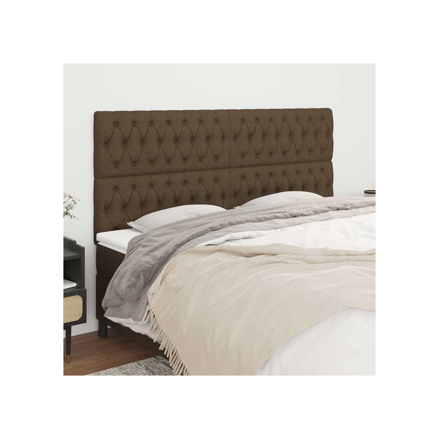 Tête de lit marron foncé 180 x 7 x 118/128 cm Tissu