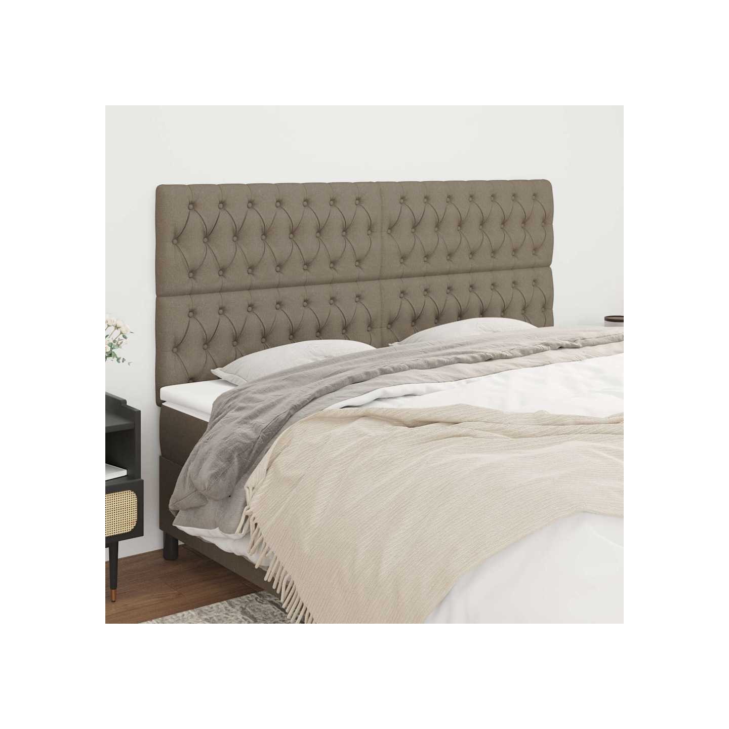 Tête de lit Taupe 180x7x118/128 cm Tissu