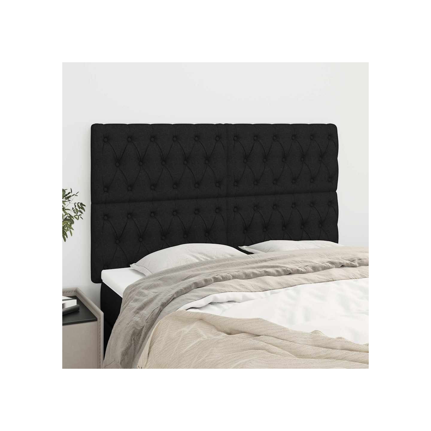 Tête de lit Noir 160x7x118/128 cm Tissu
