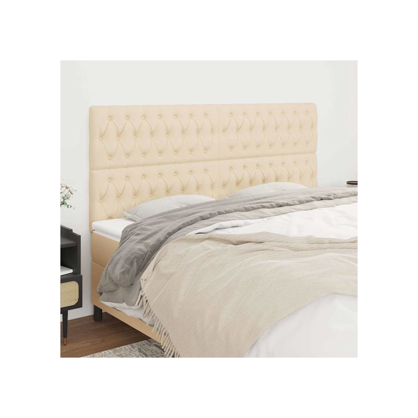 Tête de lit Crème 180x7x118/128 cm Tissu