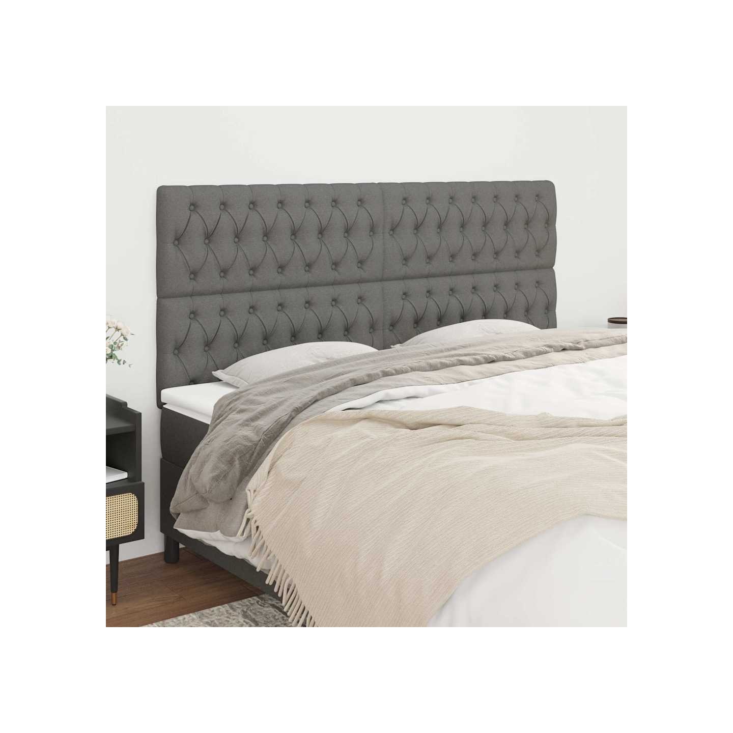 Tête de lit Gris foncé 180 x 7 x 118/128 cm Tissu