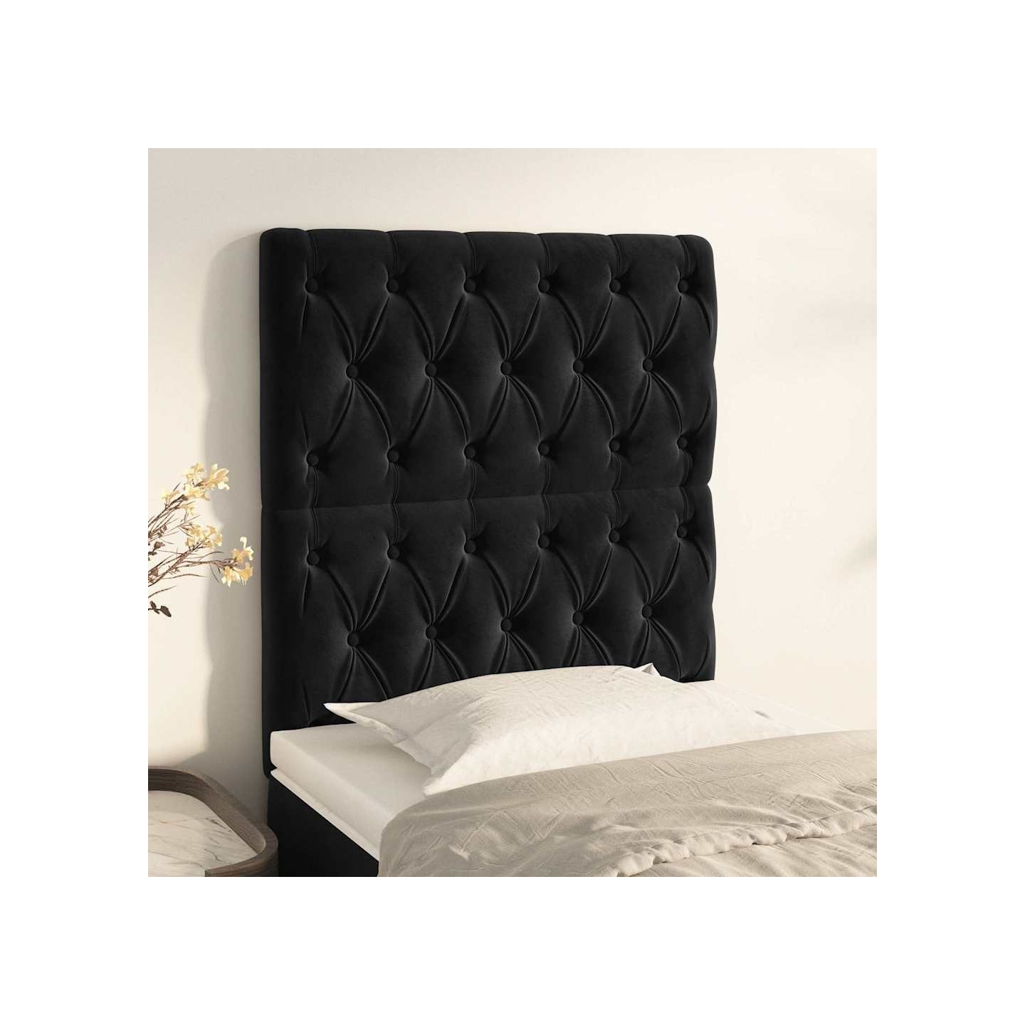 Tête de lit Noir 80x7x118/128 cm Velours