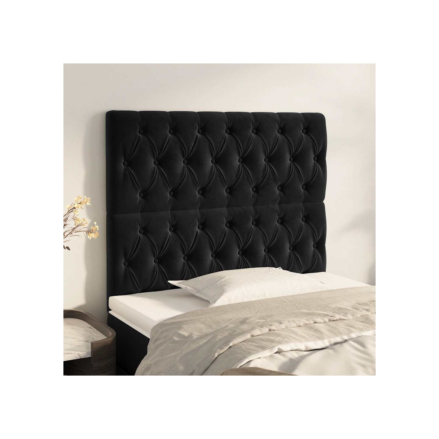 Tête de lit Noir 90x7x118/128 cm Velours