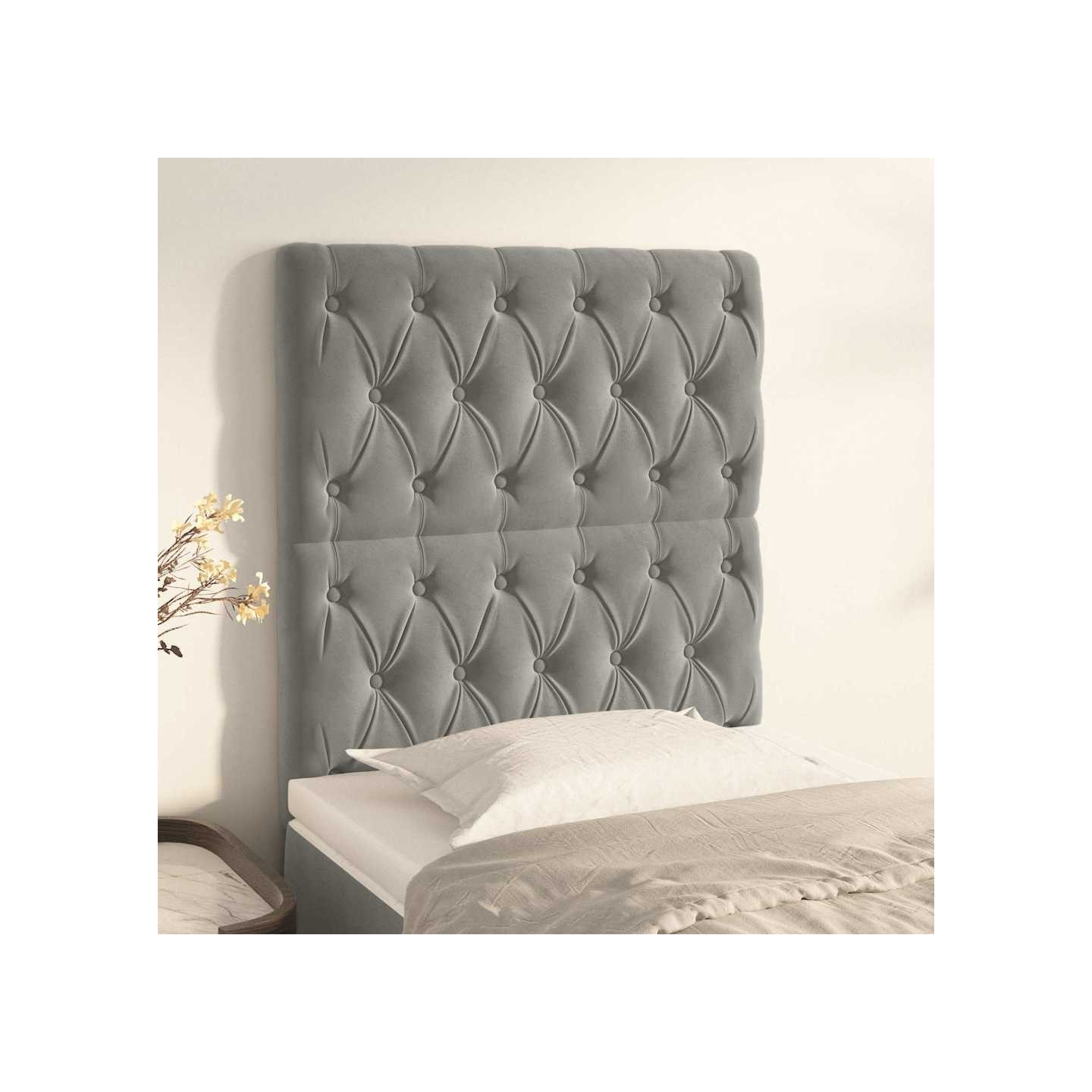 Tête de lit Gris clair 80x7x118/128 cm Velours