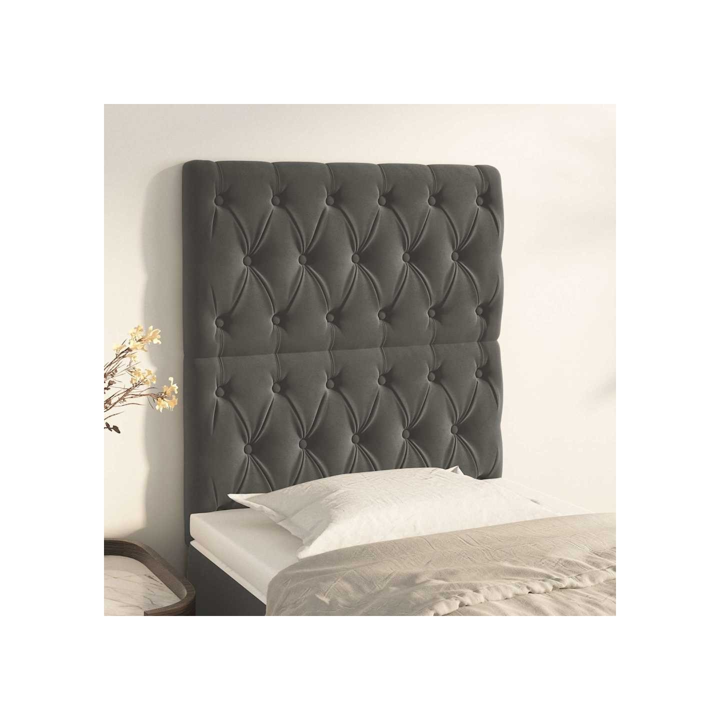 Tête de lit Gris foncé 80x7x118/128 cm Velours
