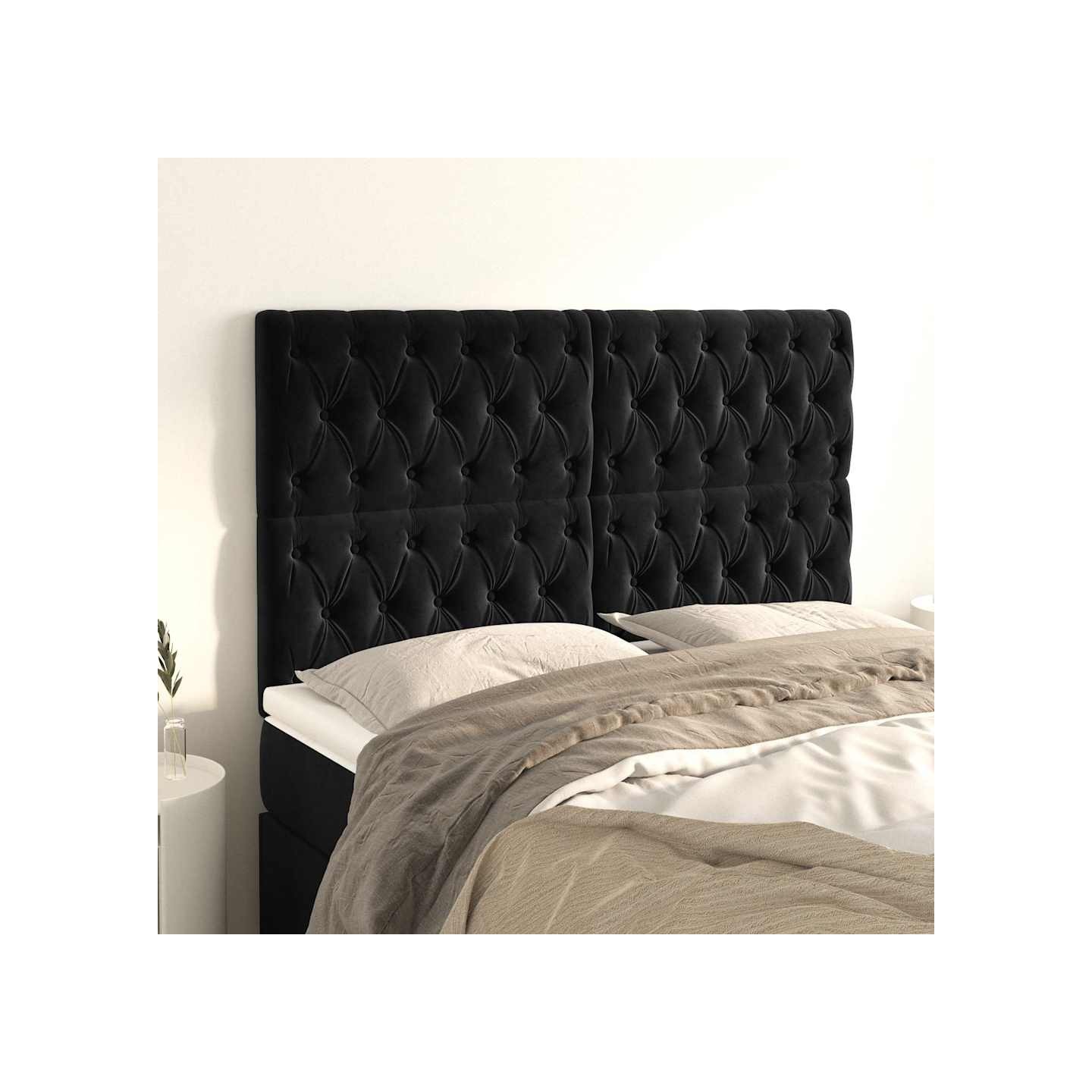 Tête de lit Noir 160x7x118/128 cm Velours