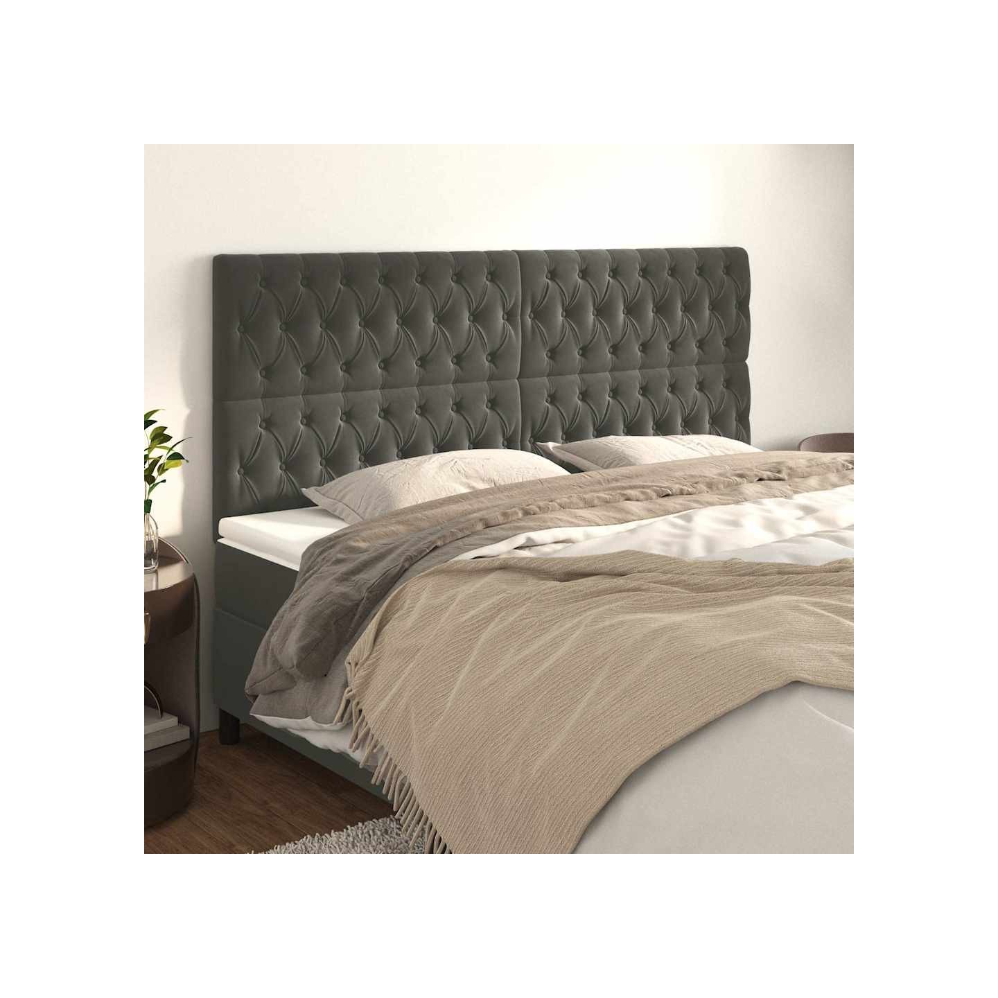 Tête de lit Gris foncé 180 x 7 x 118/128 cm Velours