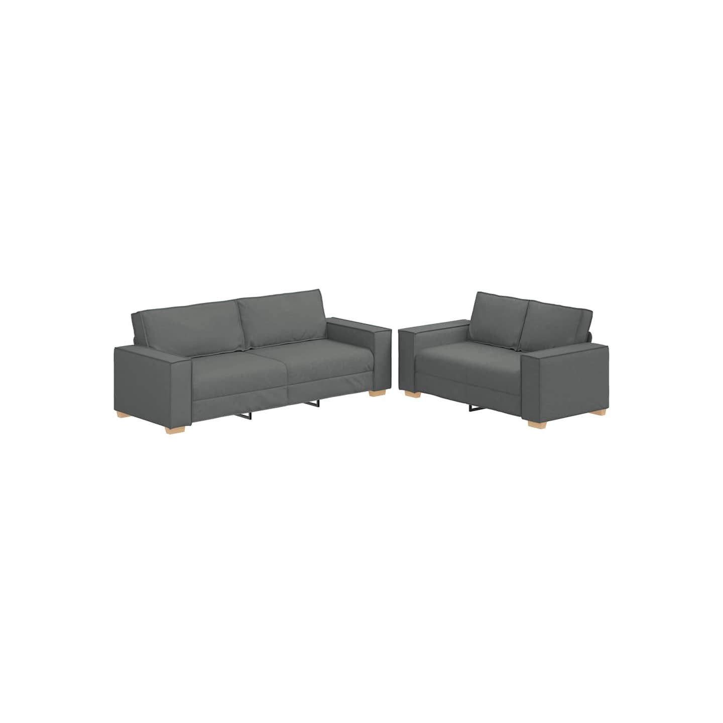 Ensemble de canapé 2 pcs avec coussins en tissu gris foncé