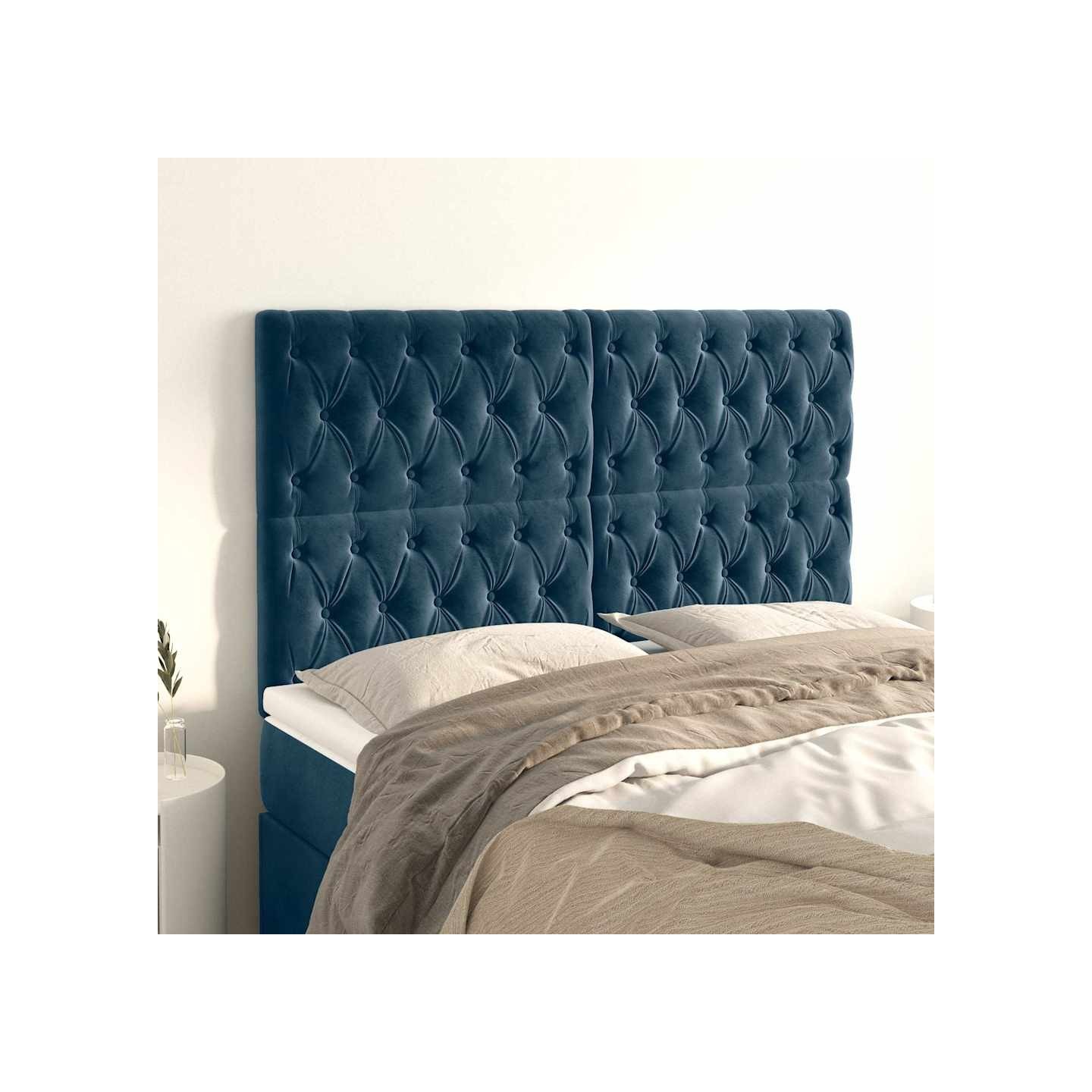 Tête de lit Bleu foncé 160x7x118/128 cm Velours