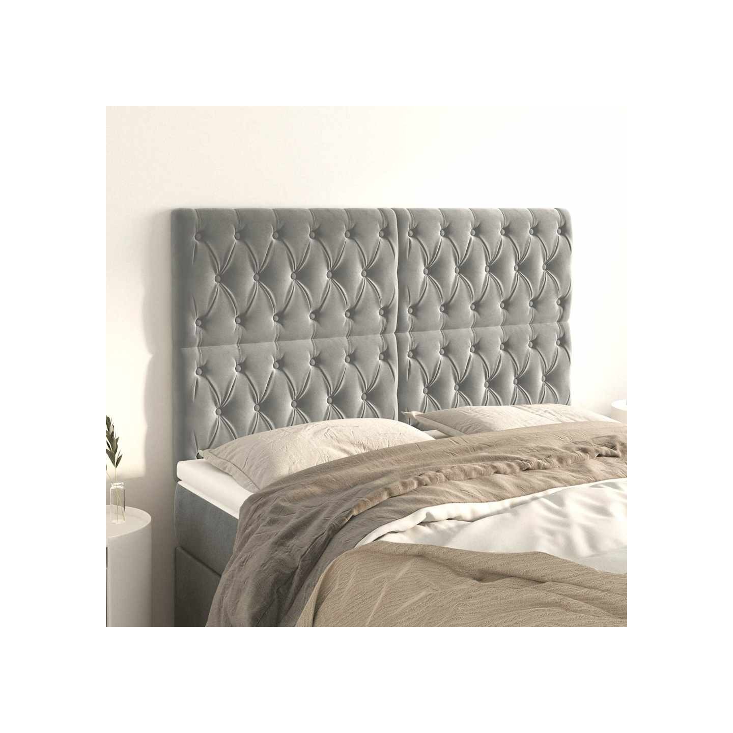 Tête de lit Gris clair 160x7x118/128 cm Velours