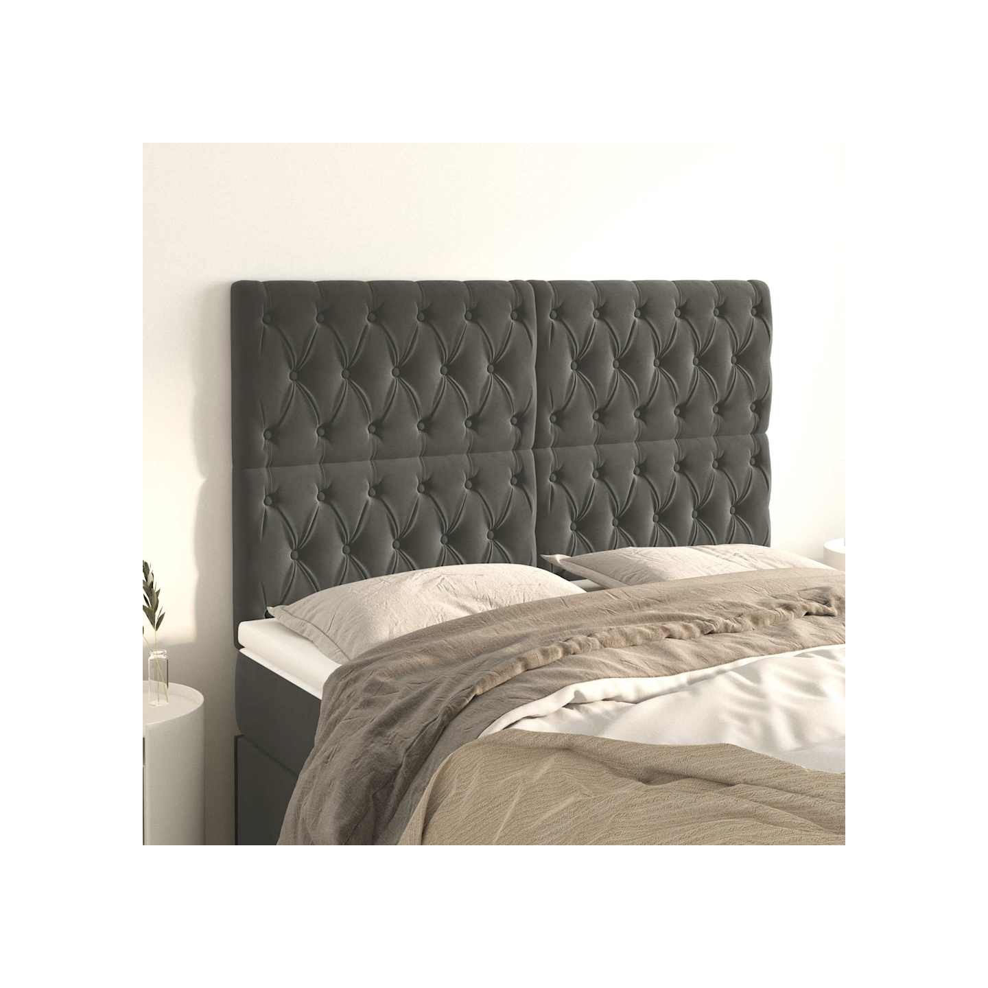 Tête de lit Gris foncé 160x7x118/128 cm Velours
