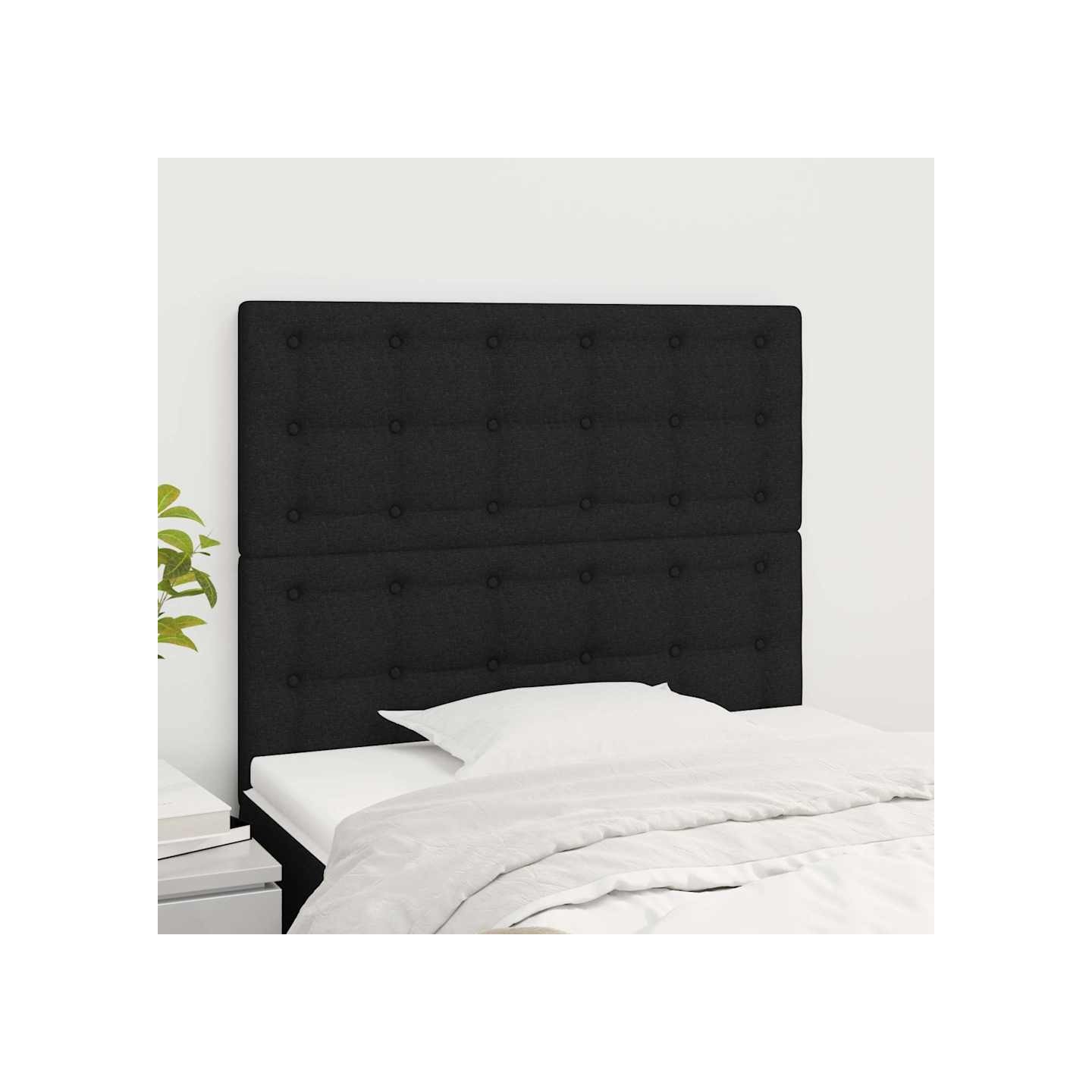 Tête de lit Noir 80x5x118/128 cm Tissu