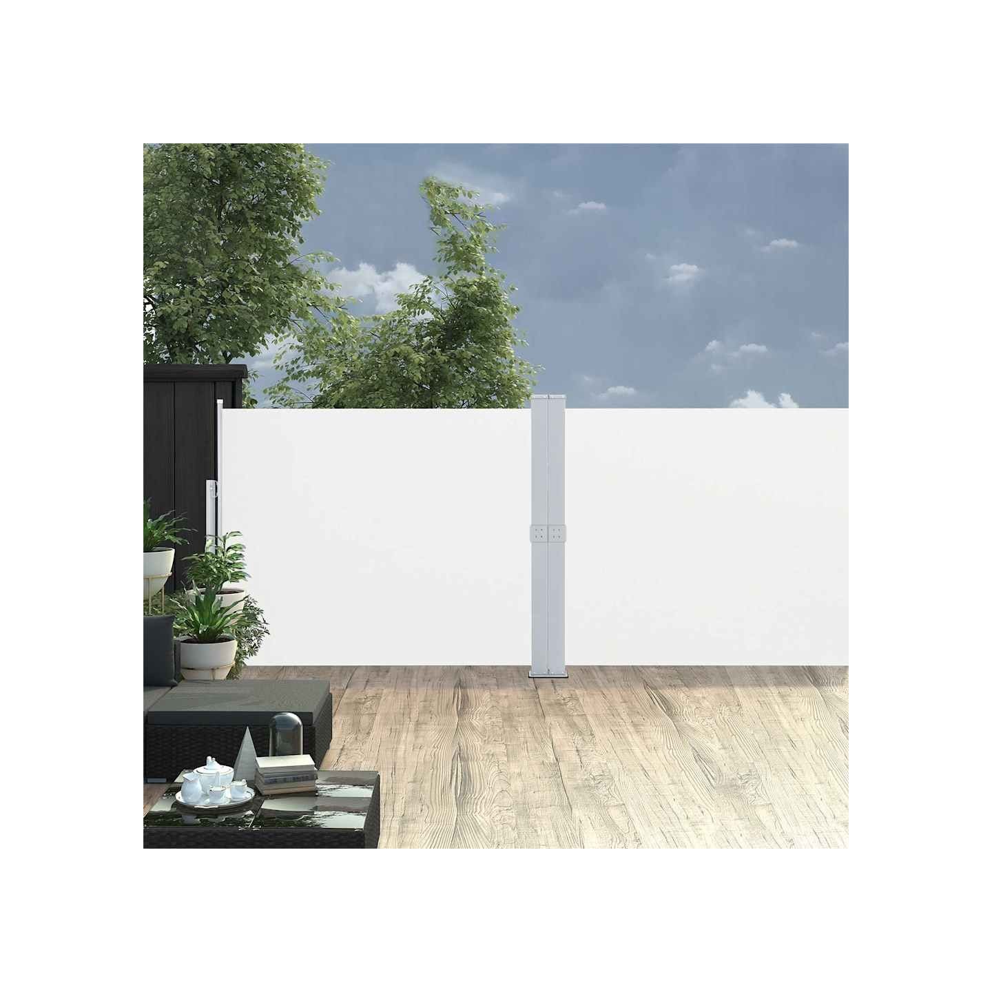 Auvent latéral rétractable de patio 140x1200 cm Crème
