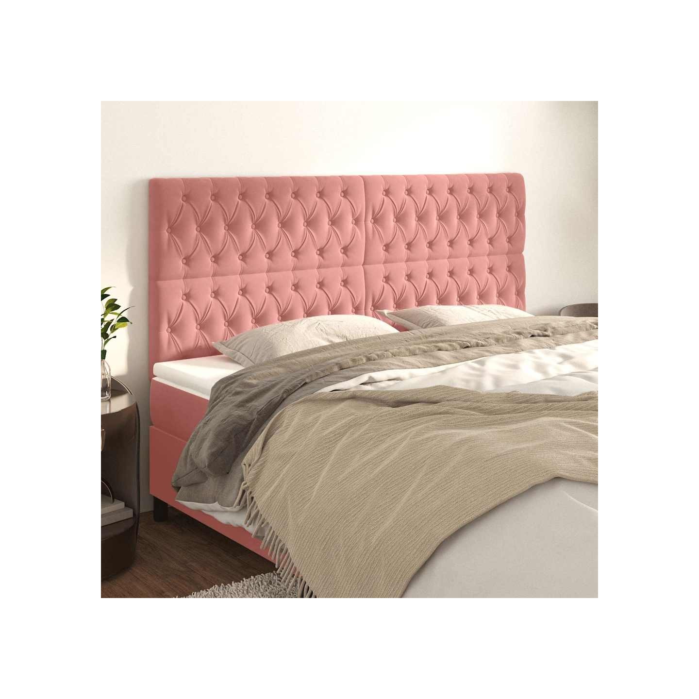 Tête de lit Rose 180x7x118/128 cm Velours