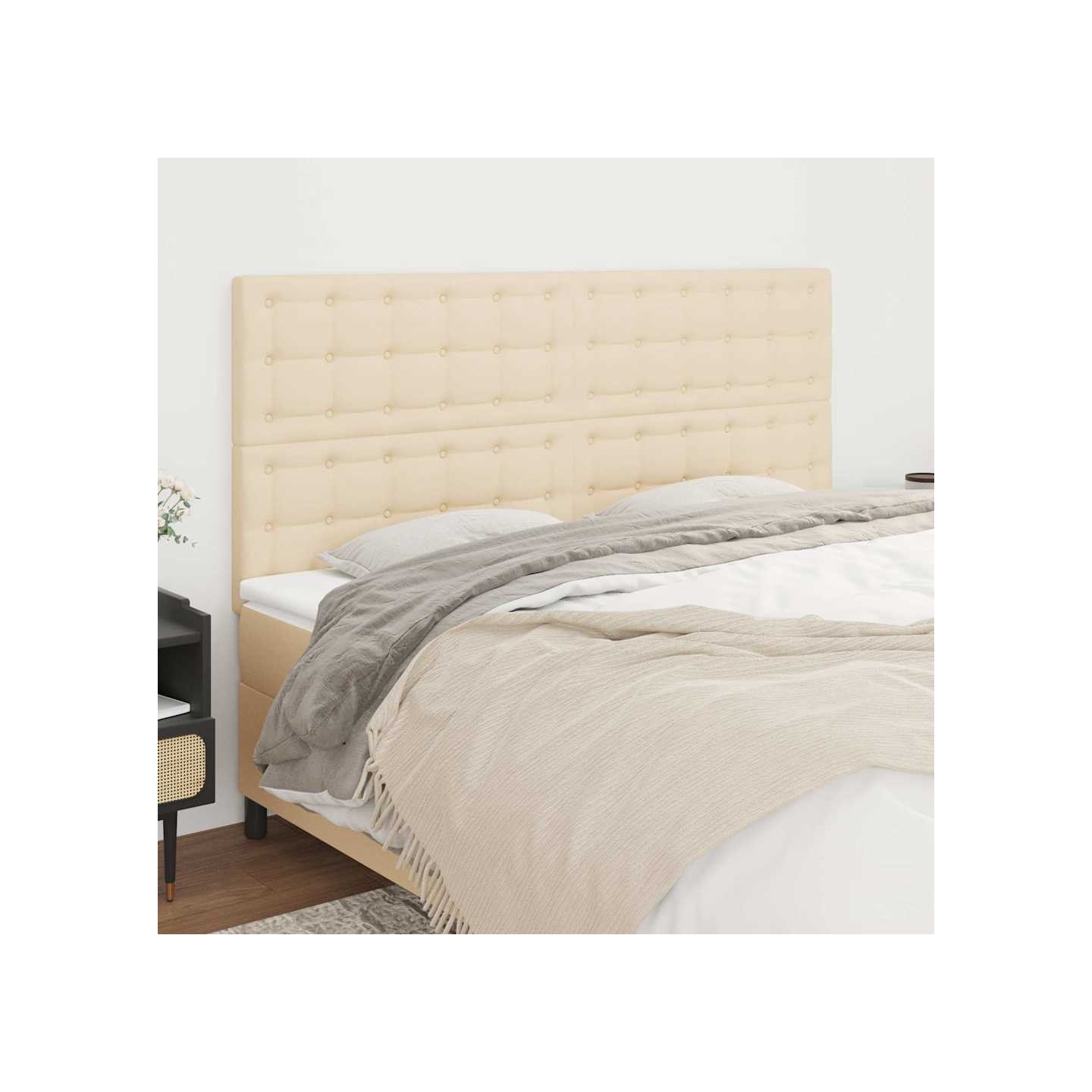 Tête de lit Crème 160x5x118/128 cm Tissu