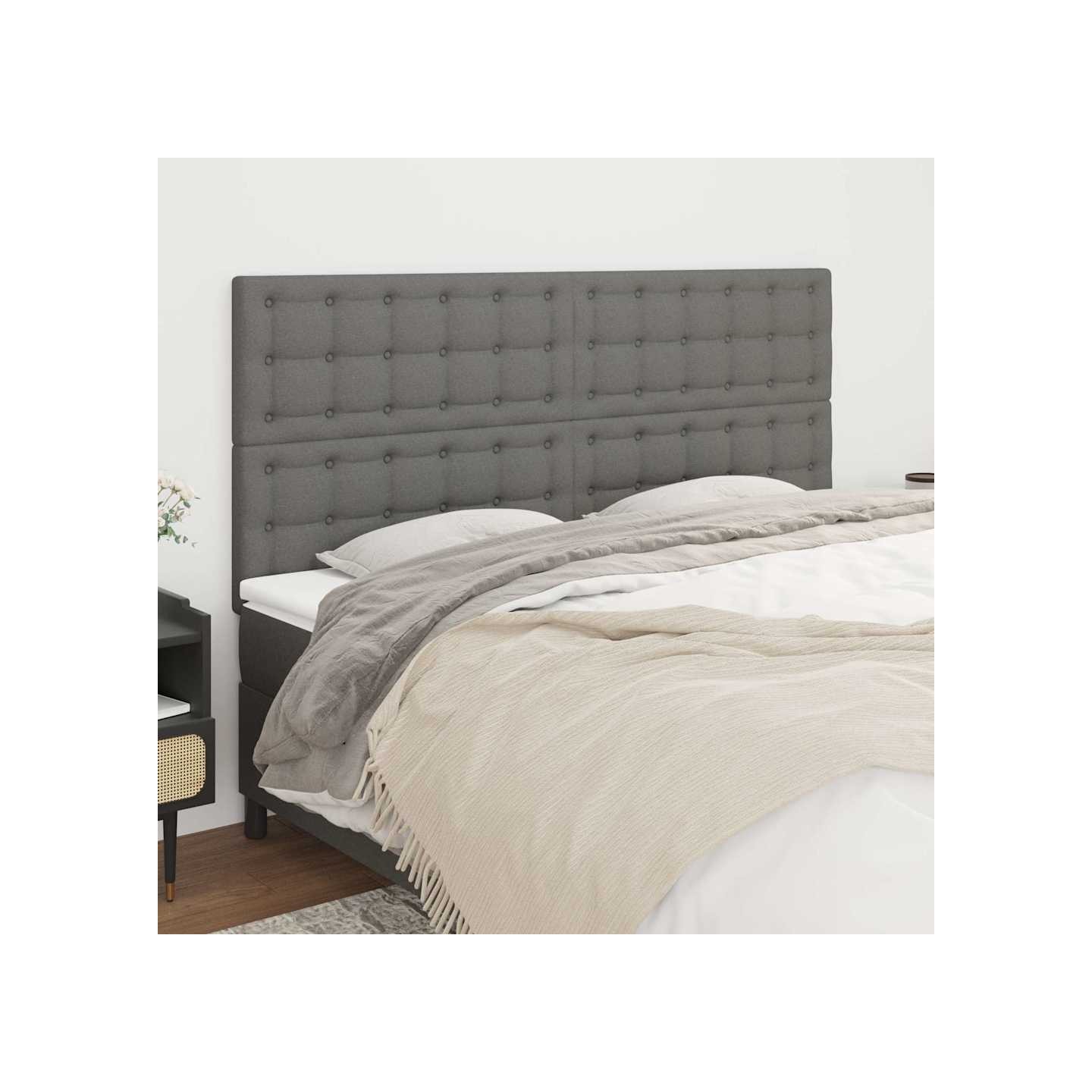 Tête de lit Gris foncé 160x5x118/128 cm Tissu