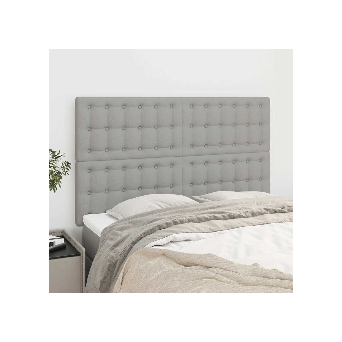 Tête de lit Gris clair 144 x 5 x 118/128 cm Tissu