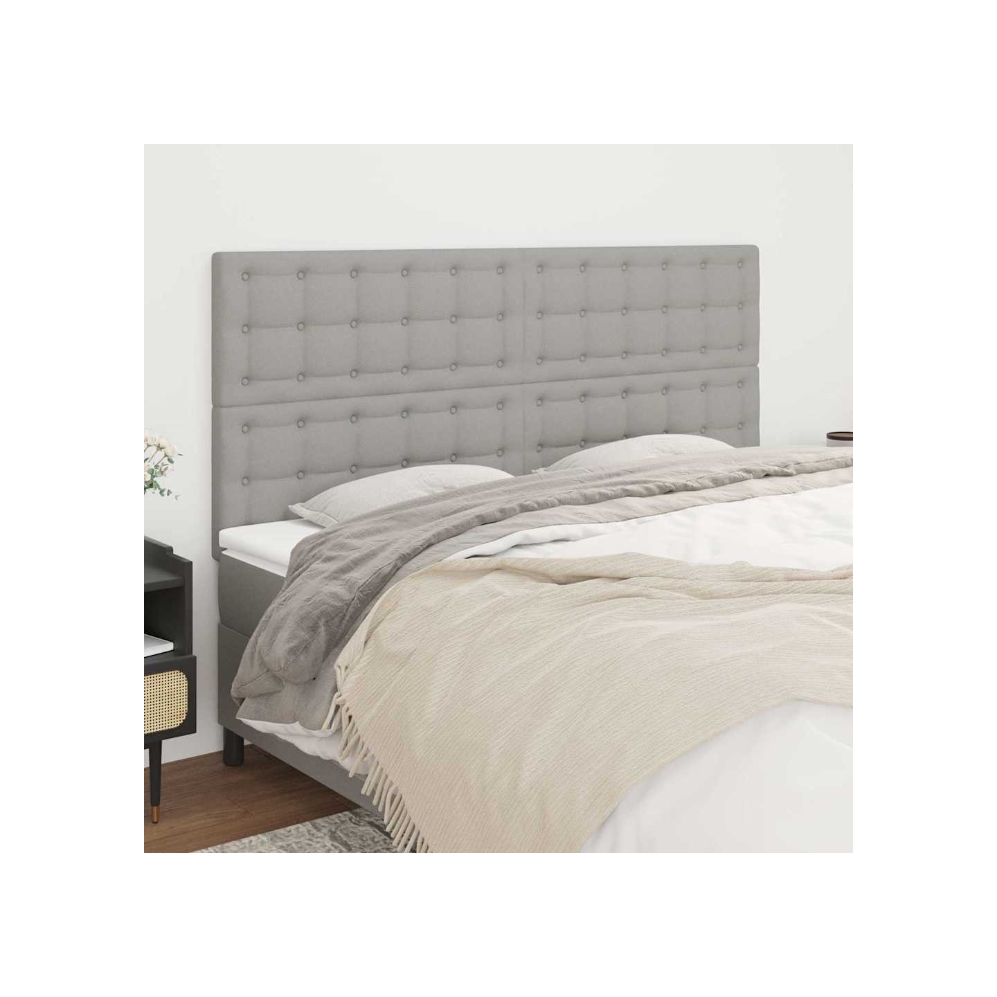 Tête de lit Gris clair 180 x 5 x 118/128 cm Tissu