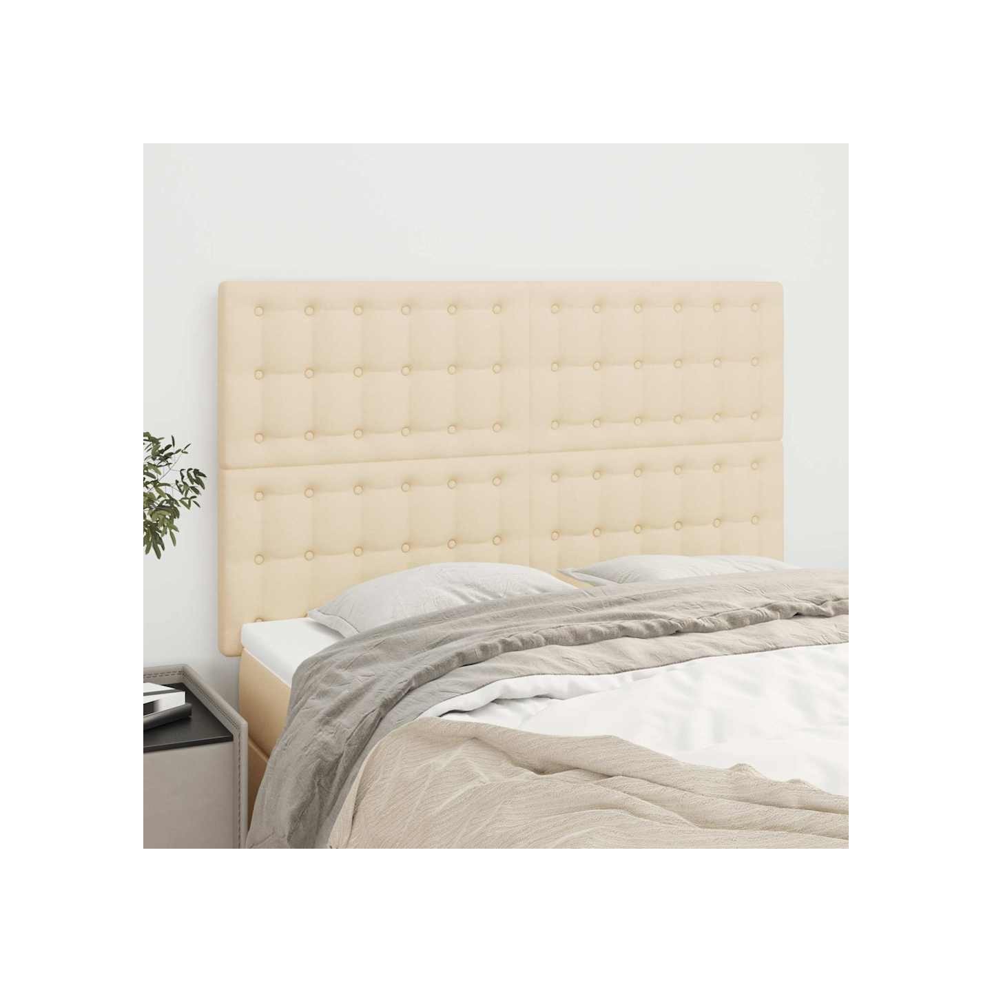 Tête de lit Crème 144x5x118/128 cm Tissu