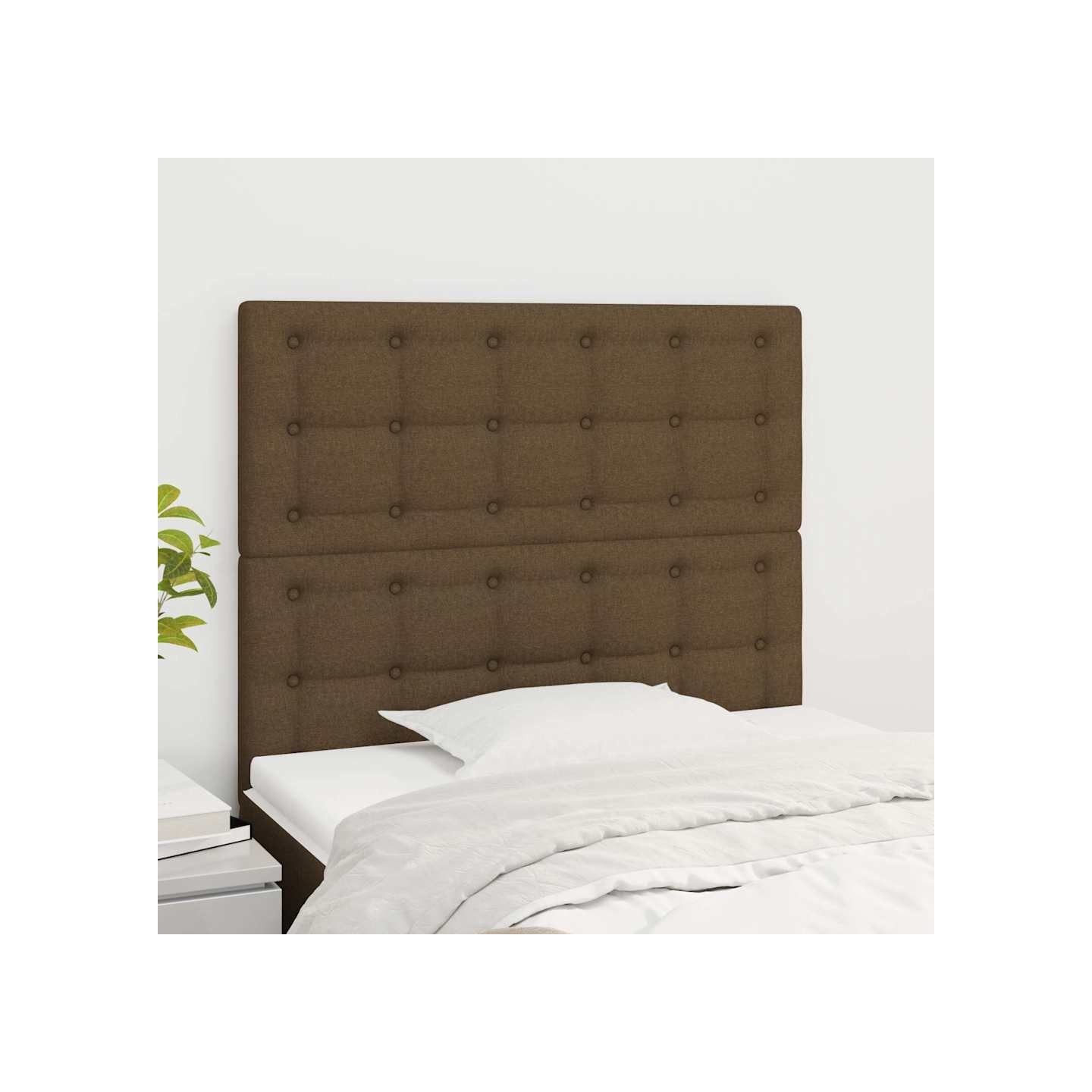 Tête de lit marron foncé 100x5x118/128 cm Tissu