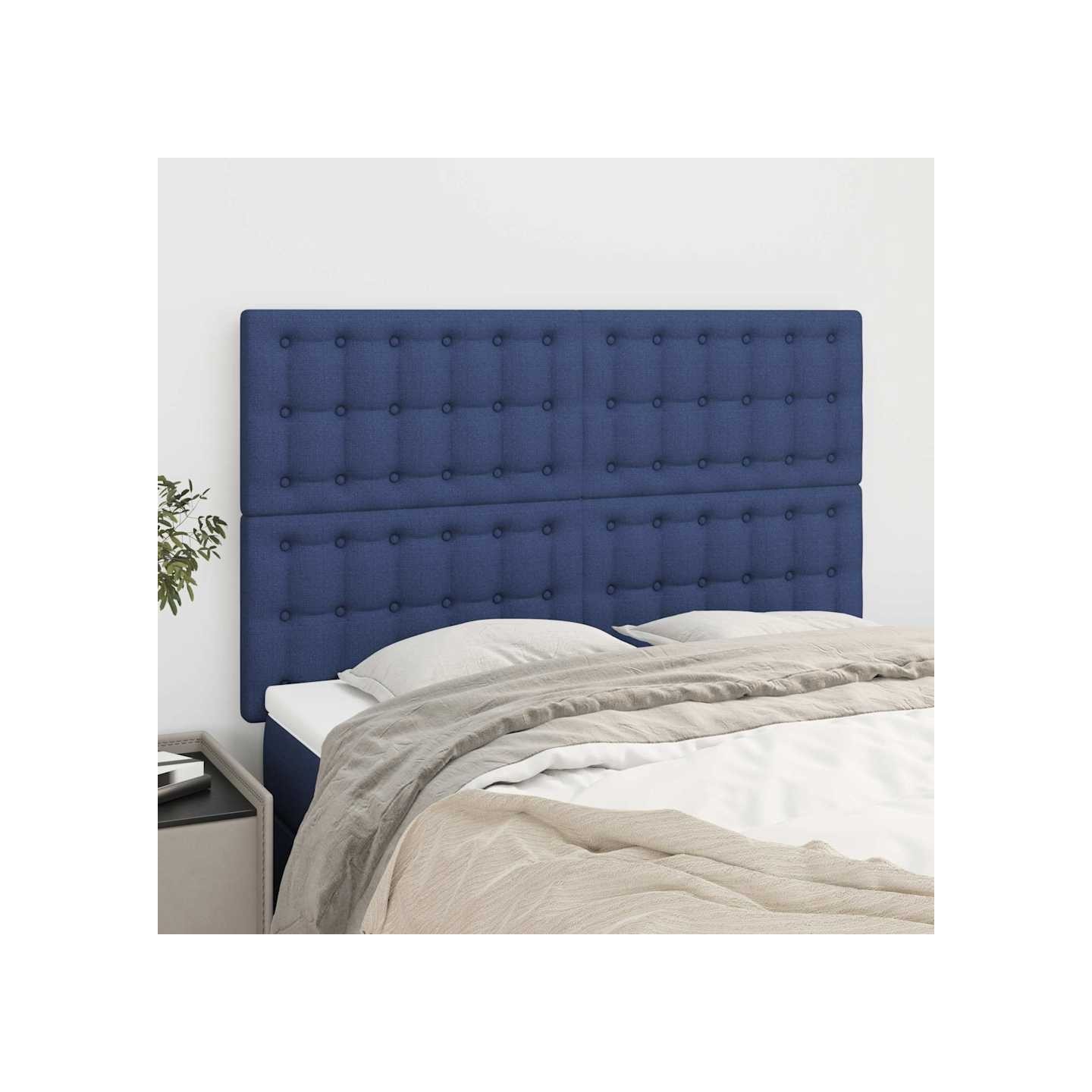 Tête de lit Bleu 144x5x118/128 cm Tissu