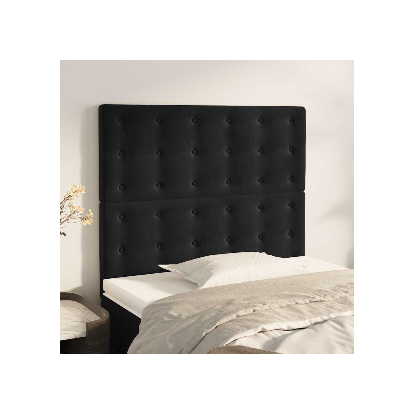 Tête de lit Noir 90x5x118/128 cm Velours