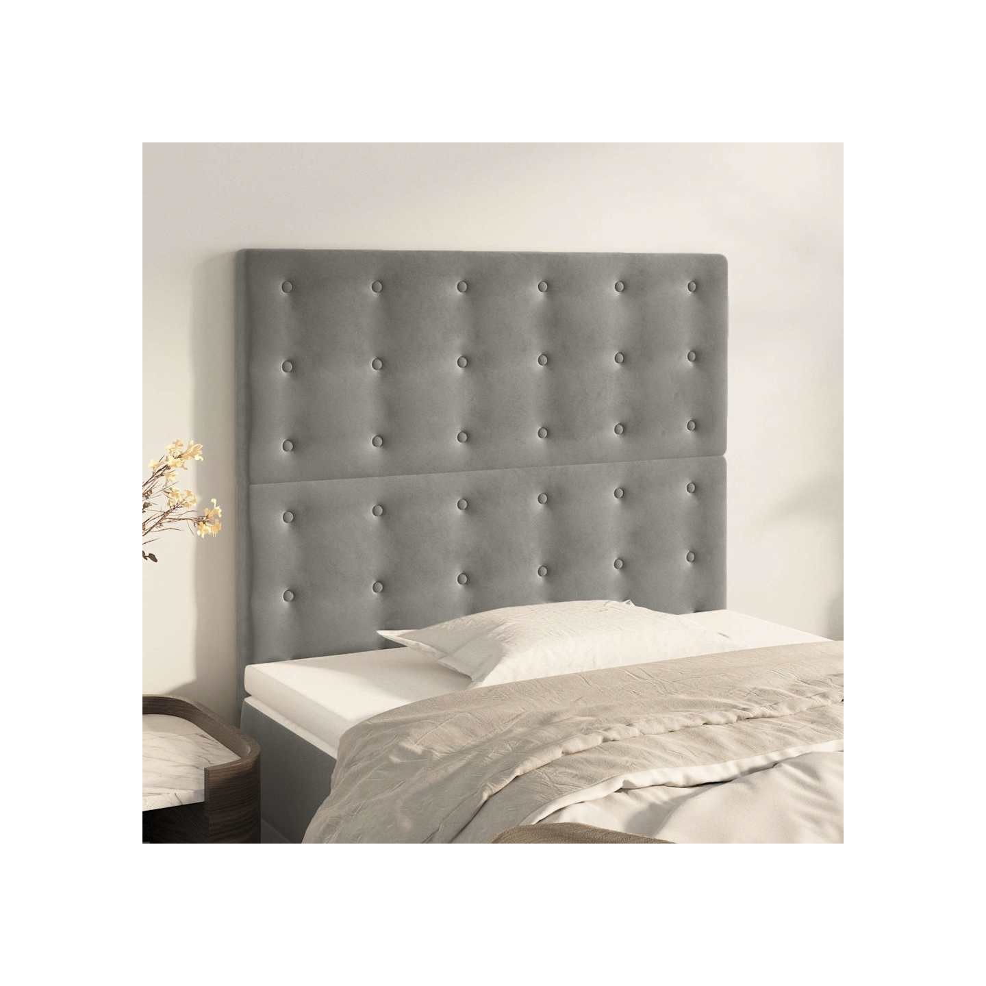 Tête de lit Gris clair 80x5x118/128 cm Velours