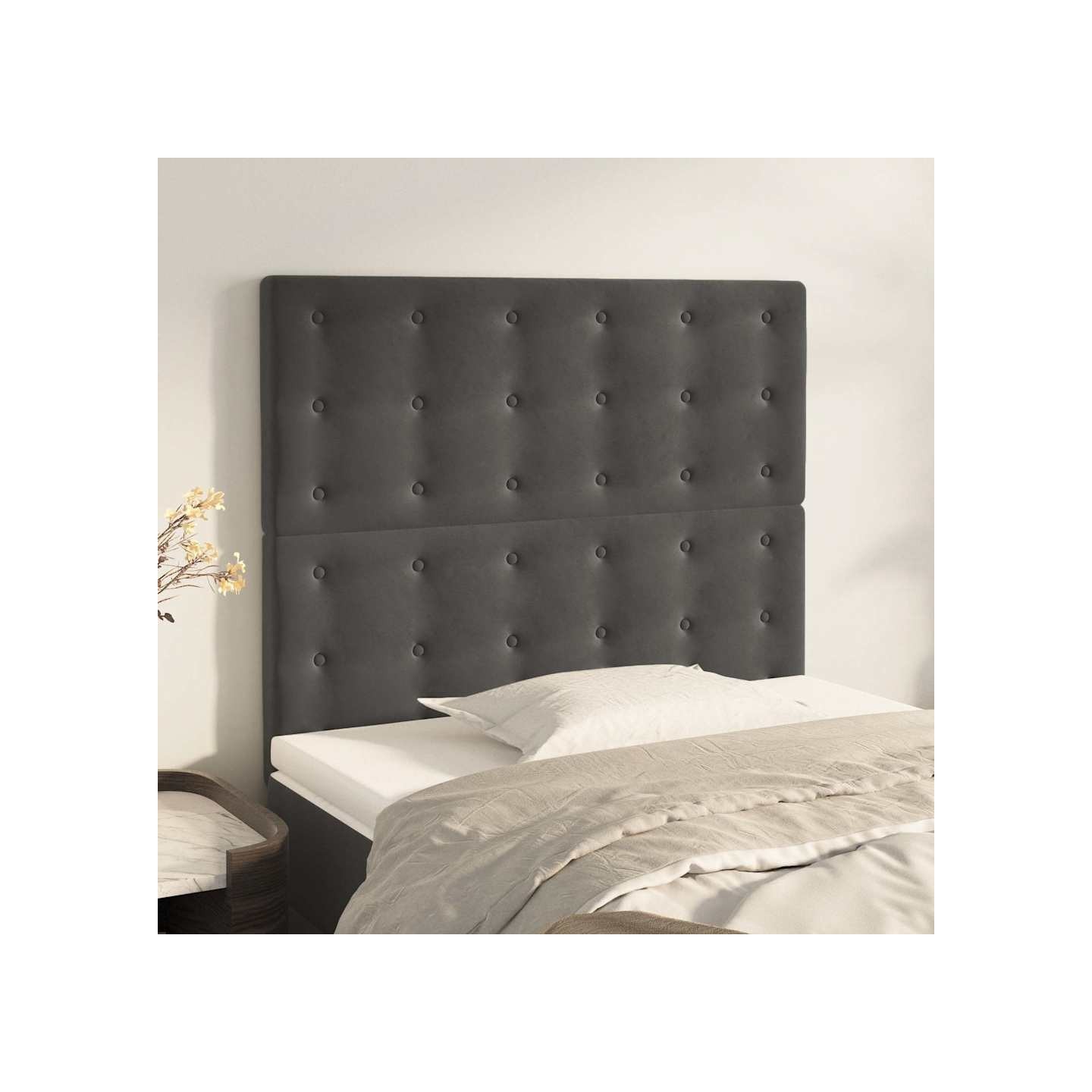 Tête de lit Gris foncé 80x5x118/128 cm Velours