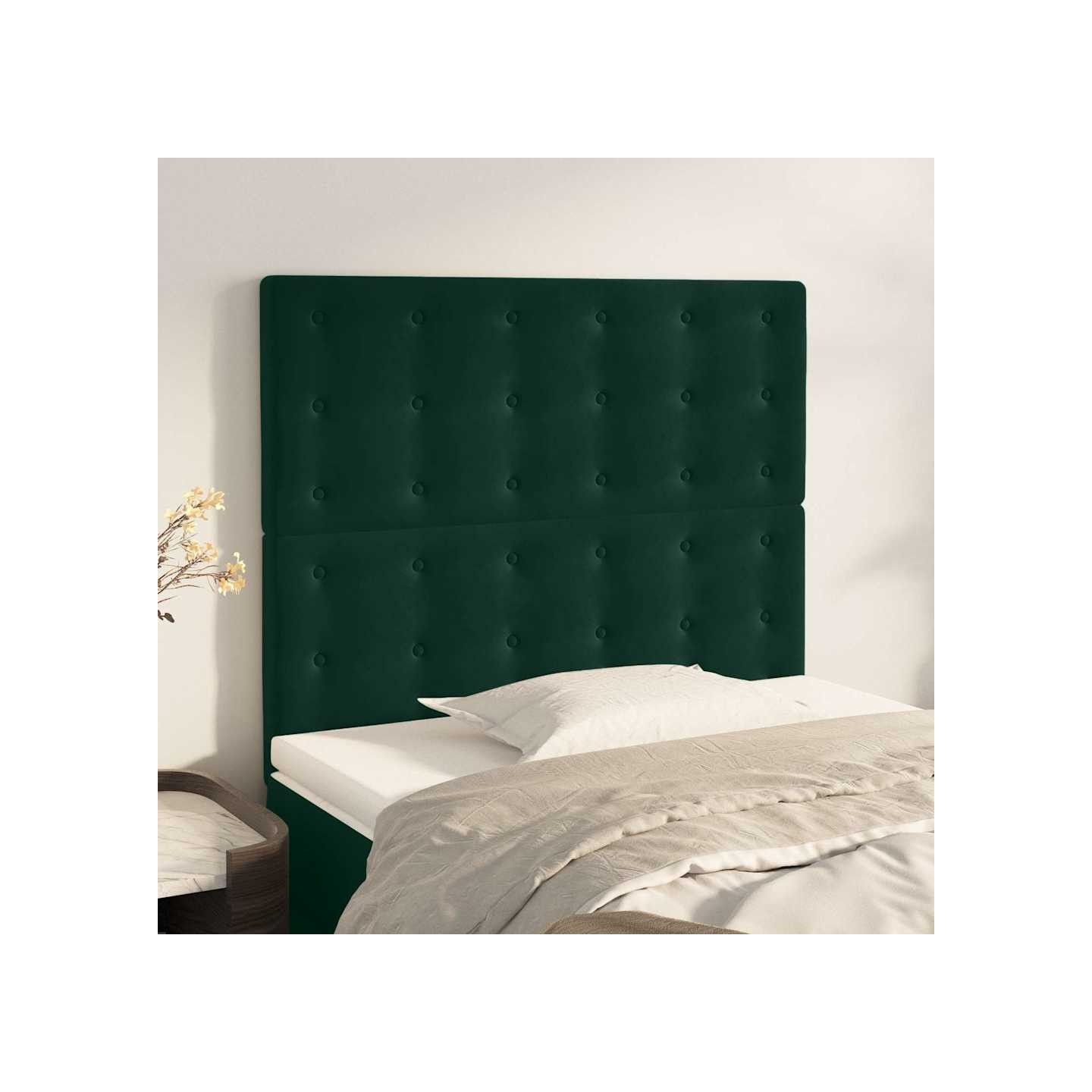 Tête de lit Vert foncé 100x5x118/128 cm Velours