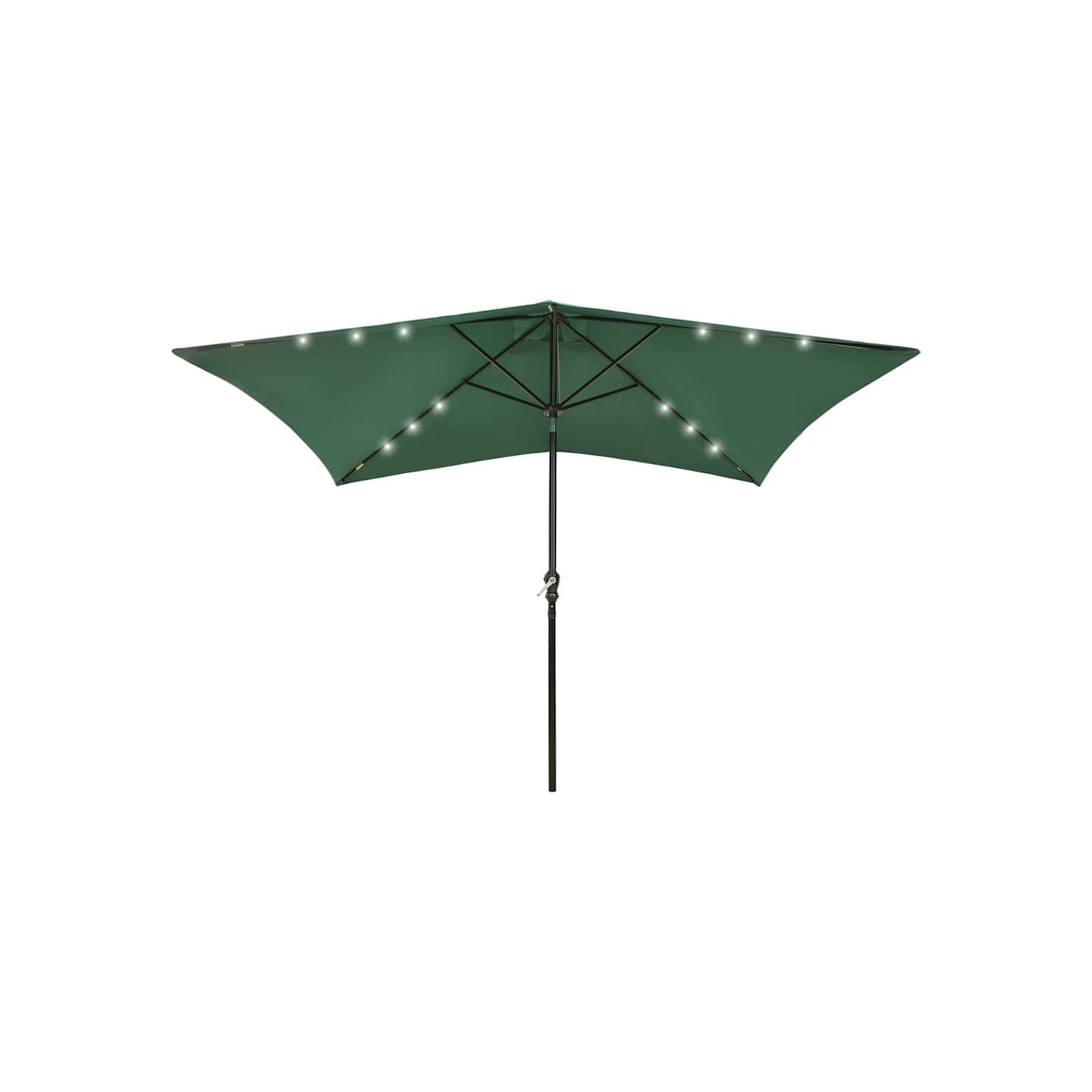 Parasol de jardin avec LED et mât en acier Vert 2x3 m