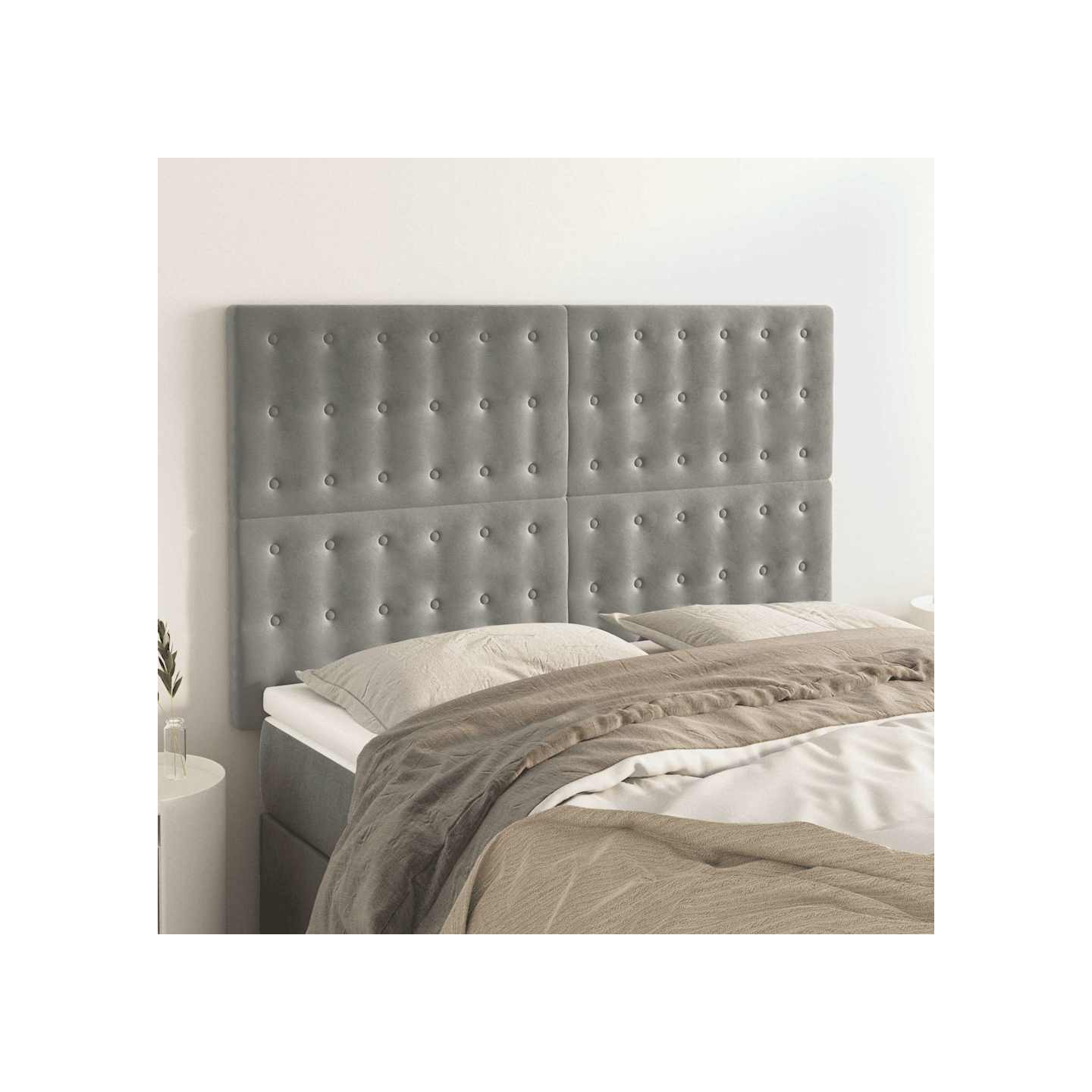 Tête de lit Gris clair 144 x 5 x 118/128 cm Velours