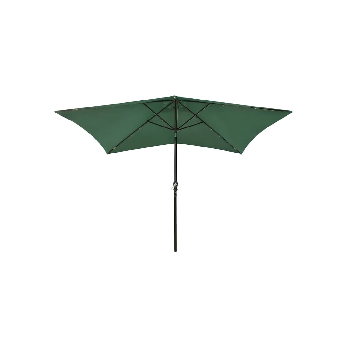Parasol de jardin avec LED et mât en acier Vert 2x3 m