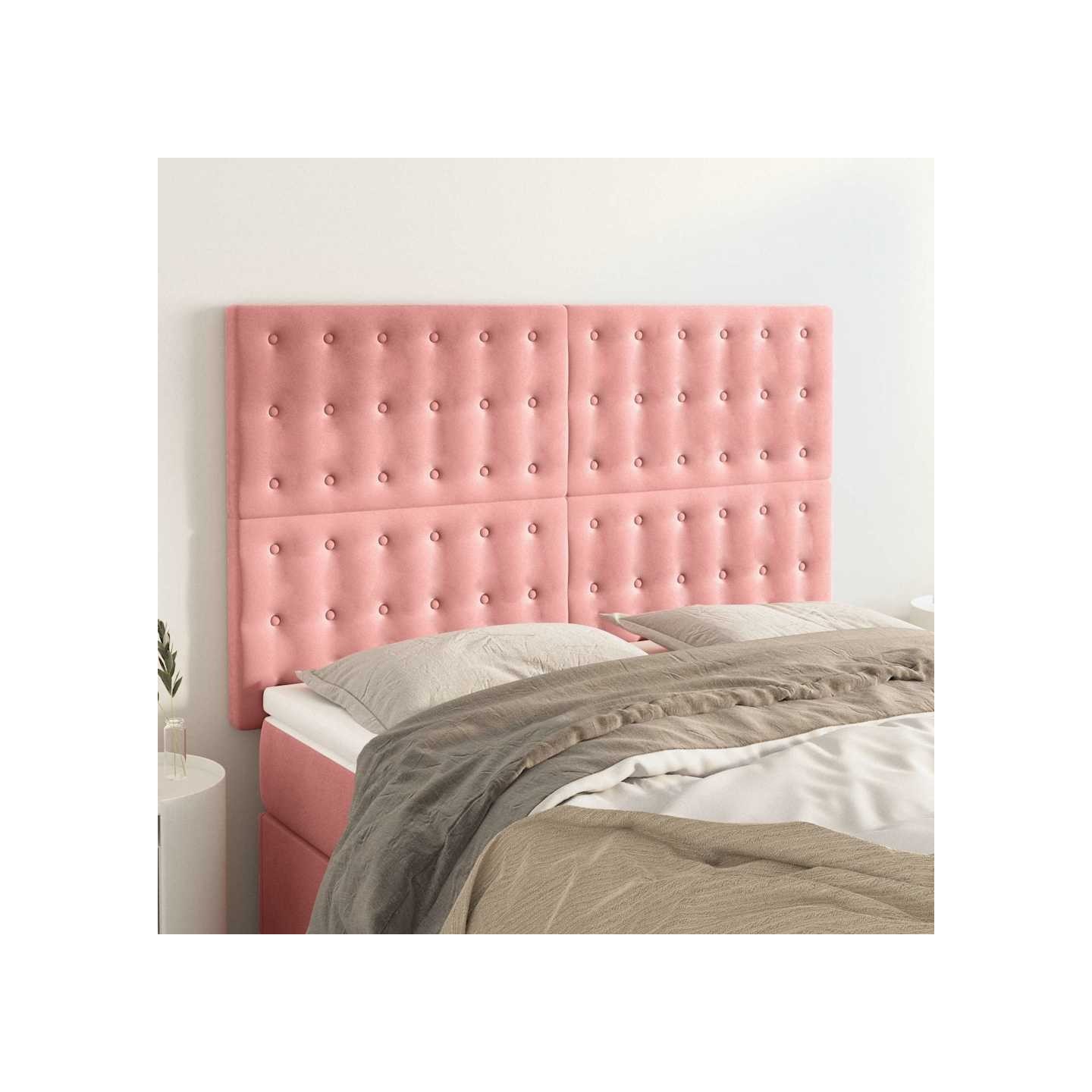 Tête de lit Rose 144x5x118/128 cm Velours
