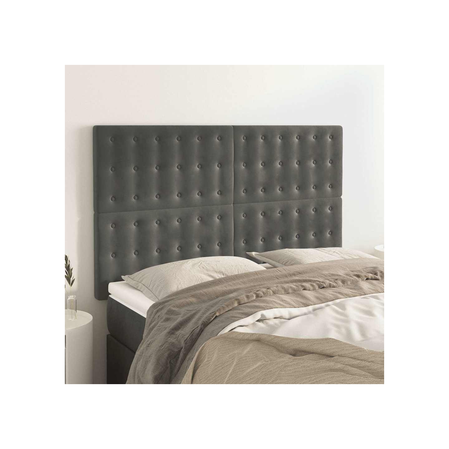 Tête de lit Gris foncé 144 x 5 x 118/128 cm Velours